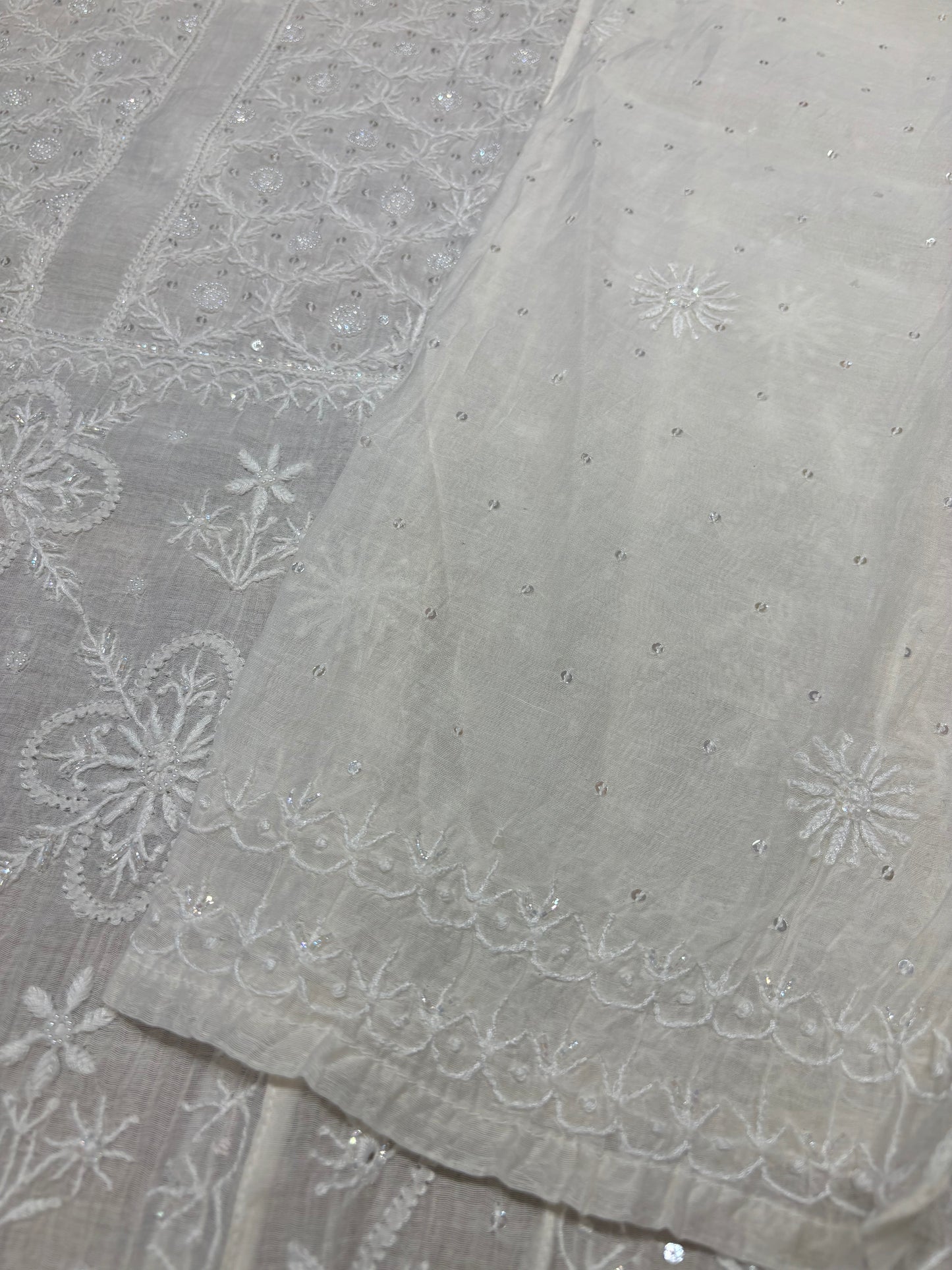 Dyeable Chanderi Mul Chikankari Kurta and Dupatta