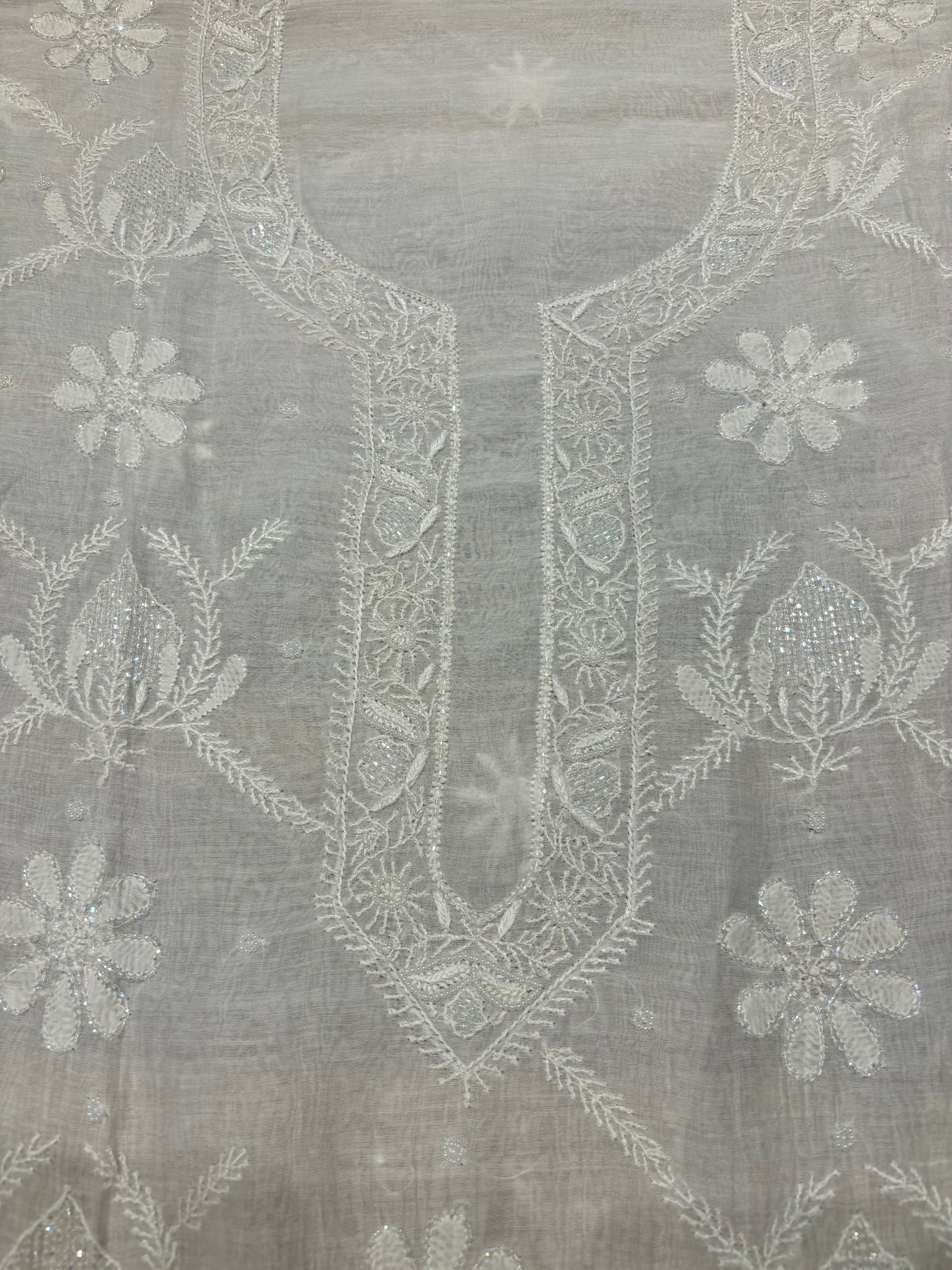 Dyeable Chanderi Mul Chikankari Kurta and Dupatta