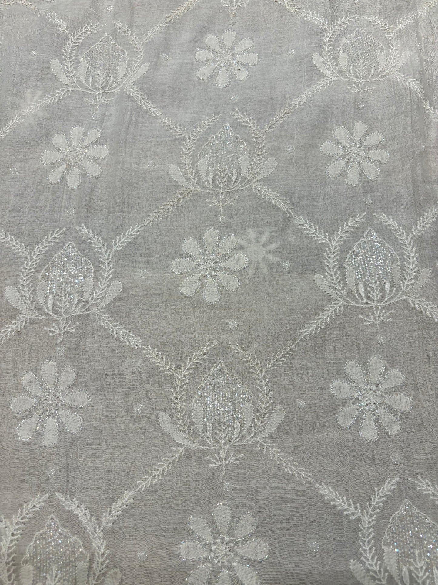 Dyeable Chanderi Mul Chikankari Kurta and Dupatta