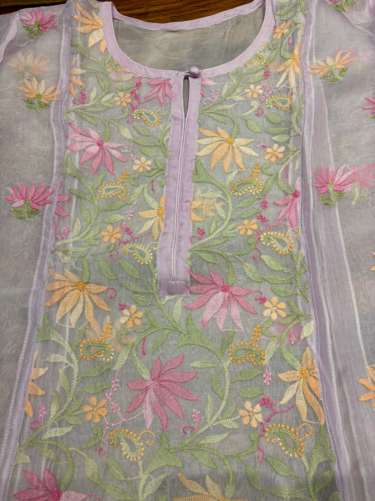 Lilac Organza Silk Chikankari Kurta and Dupatta