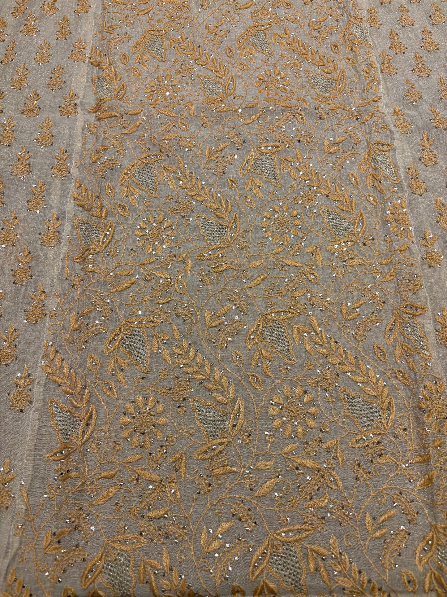 Dyeable Golden Pure Tissue Chikankari Kurta suit