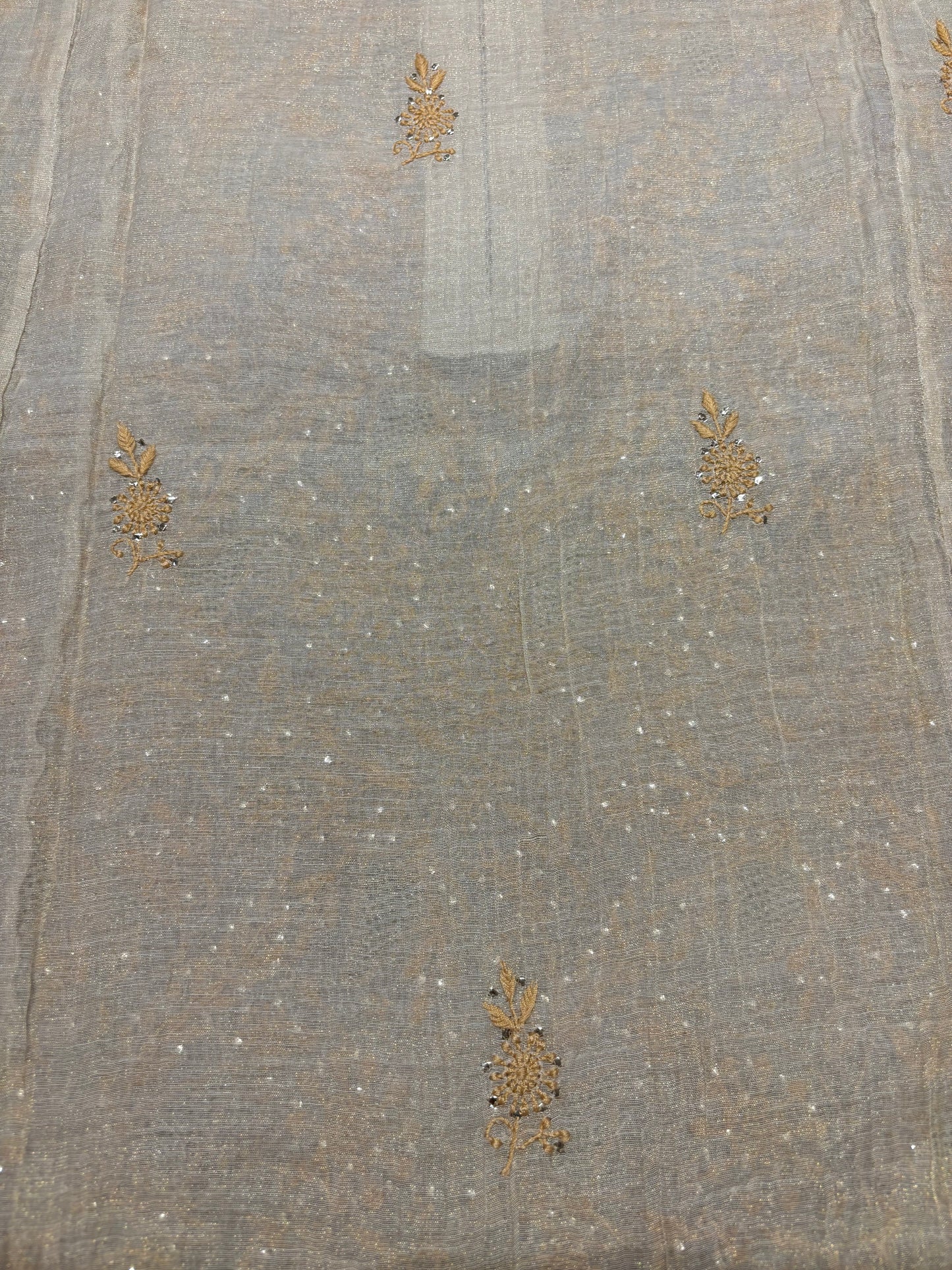 Dyeable Golden Pure Tissue Chikankari Kurta suit