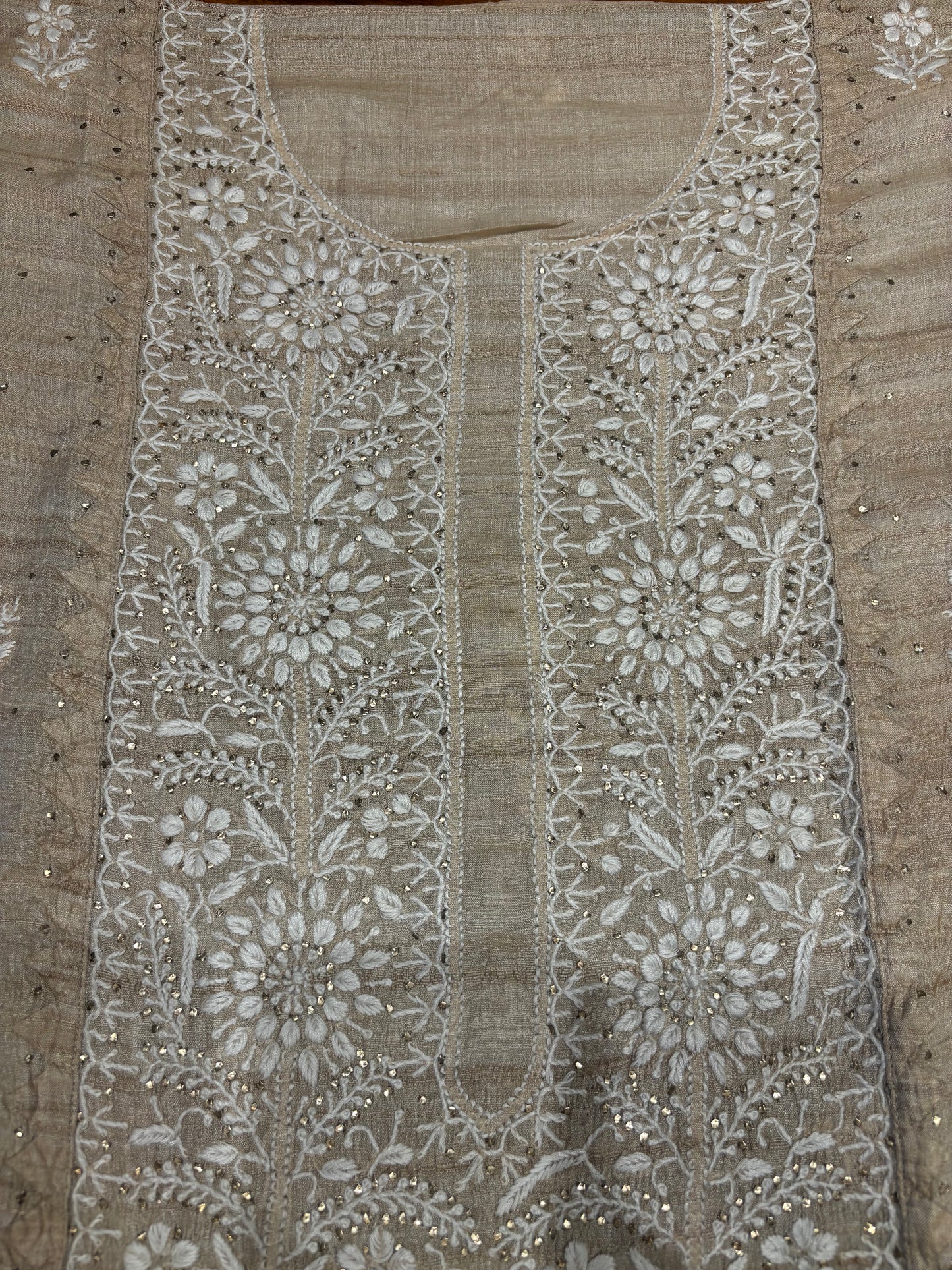 Dyeable Silk Chikankari Kurta and Dupatta