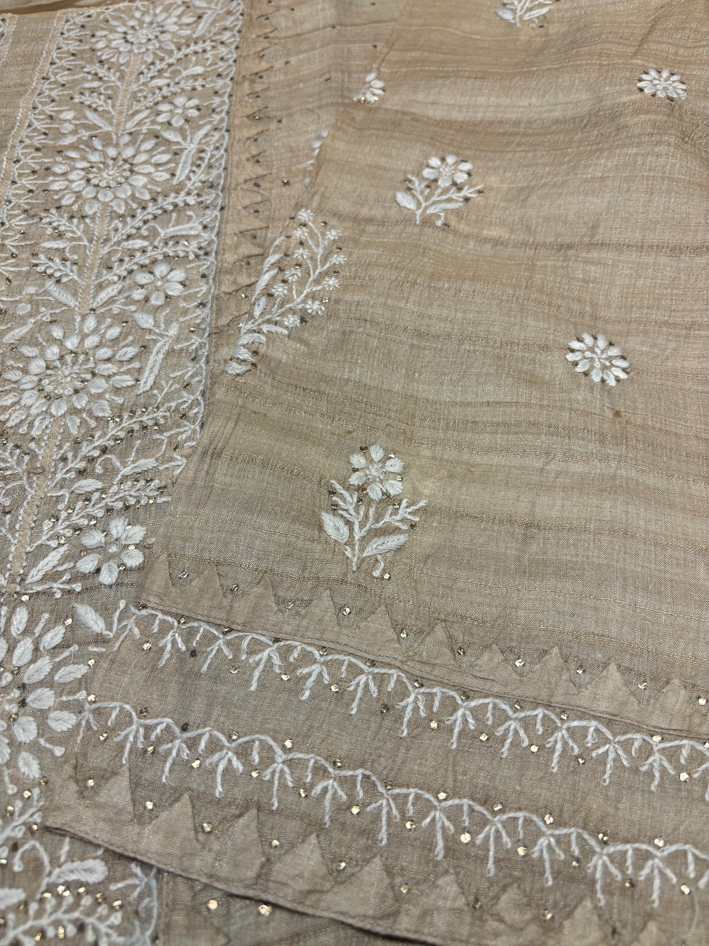 Dyeable Silk Chikankari Kurta and Dupatta