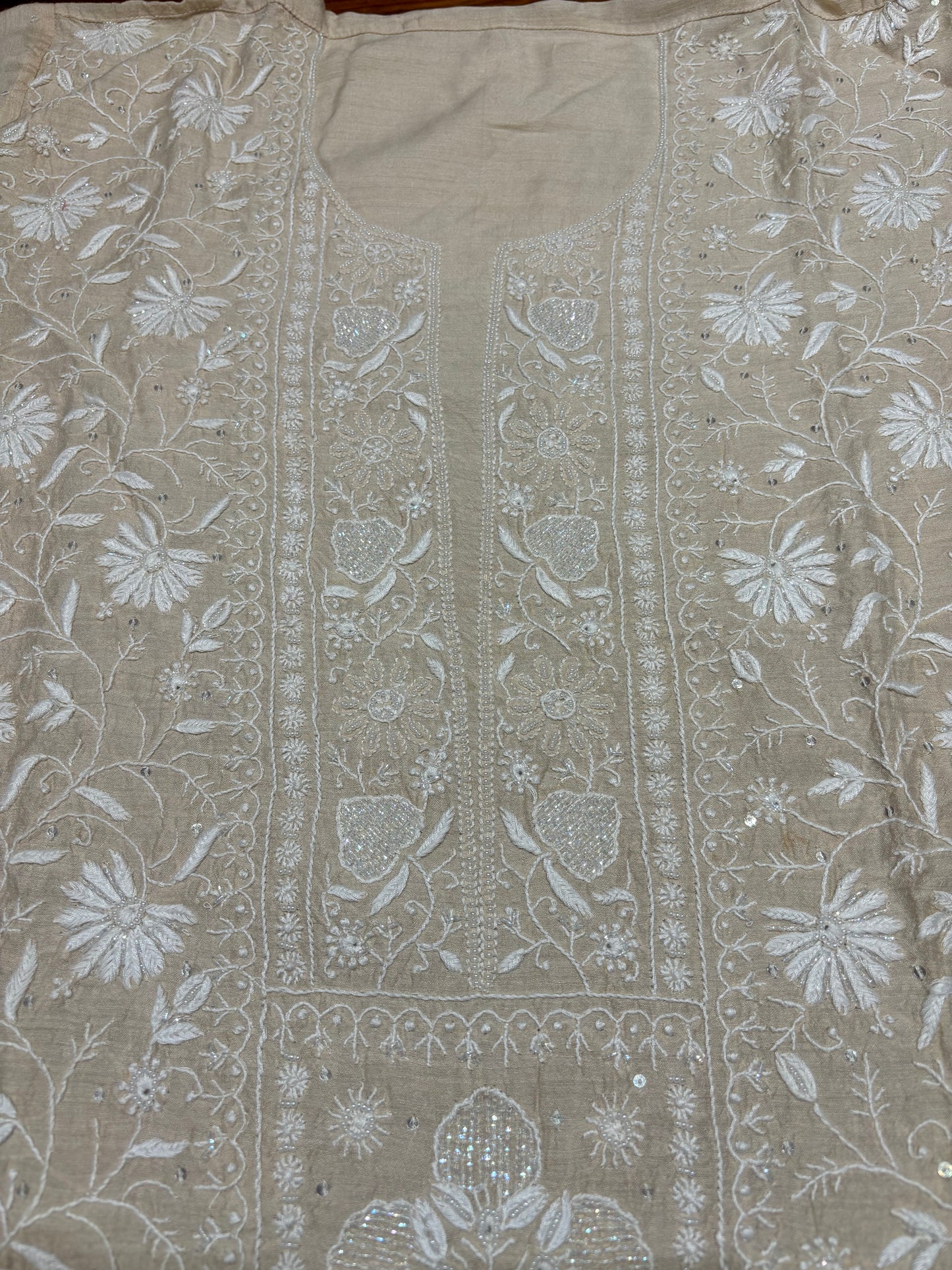 Dyeable Silk Chikankari Kurta and dupatta