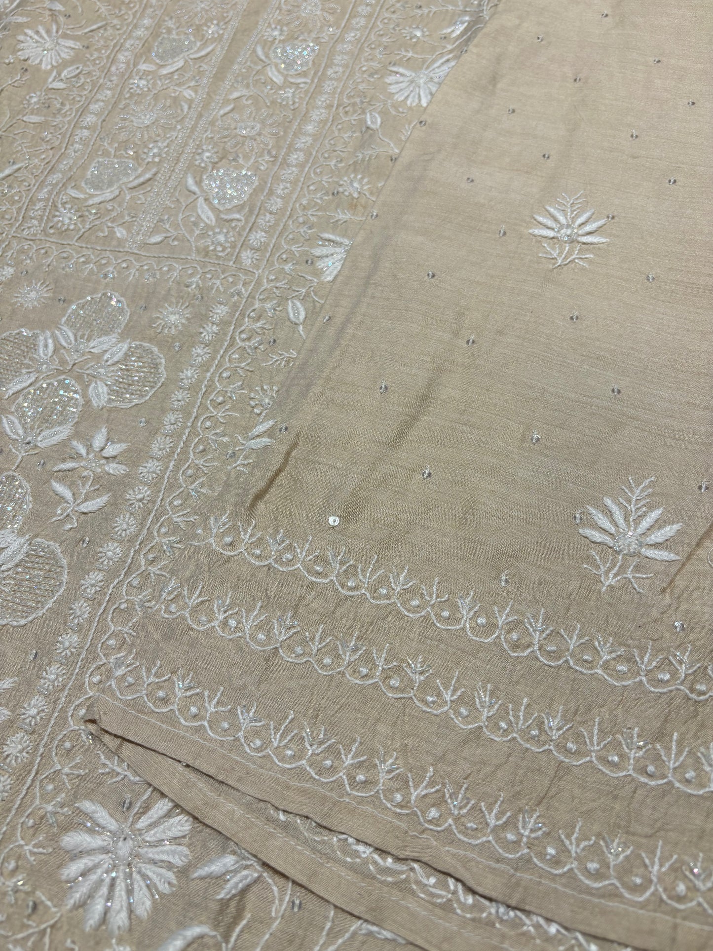 Dyeable Silk Chikankari Kurta and dupatta