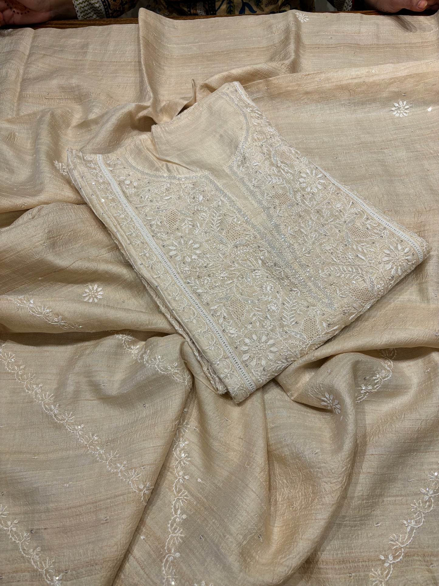Dyeable Silk Chikankari Kurta and dupatta