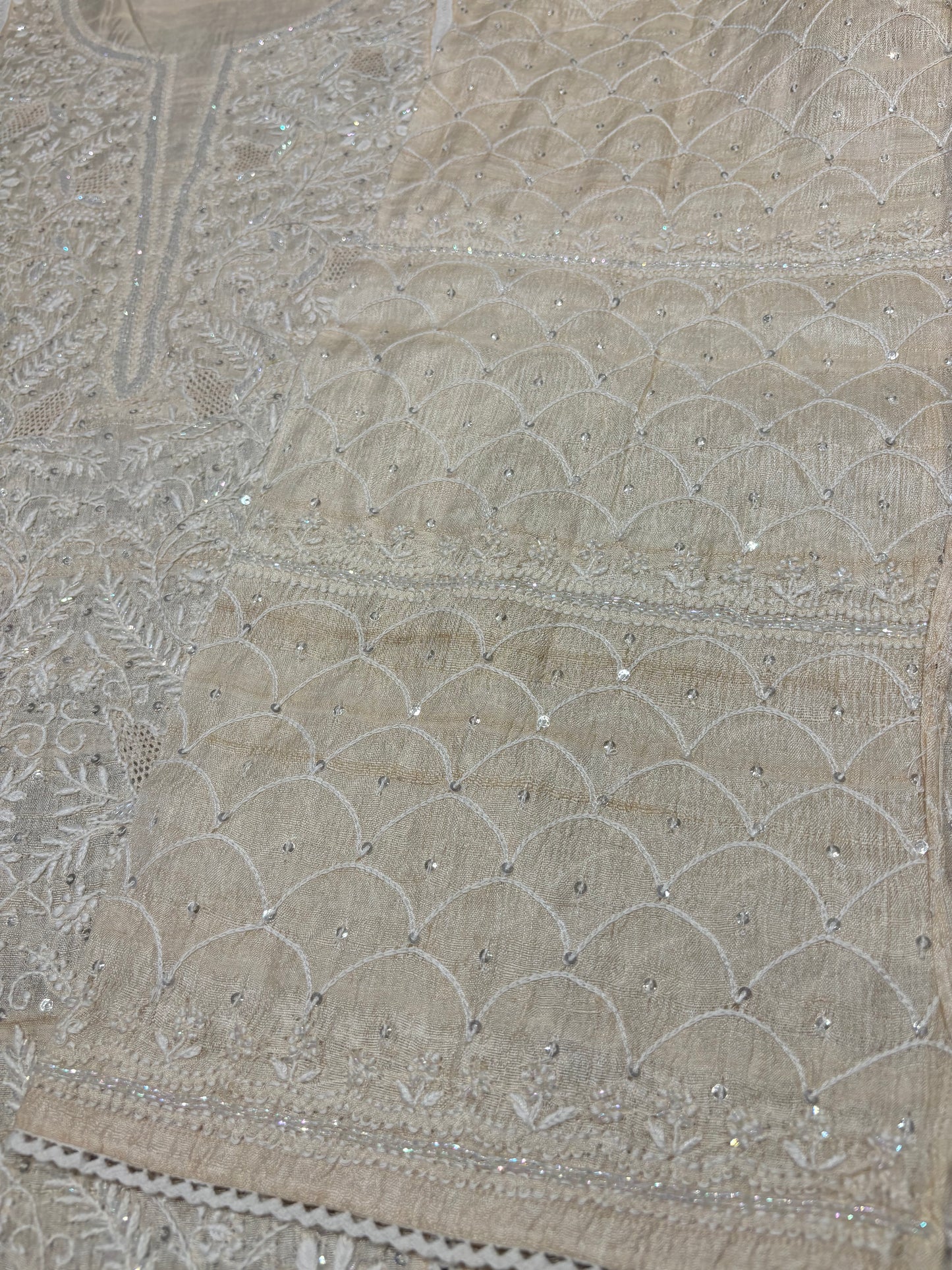 Dyeable Silk Chikankari Kurta and dupatta