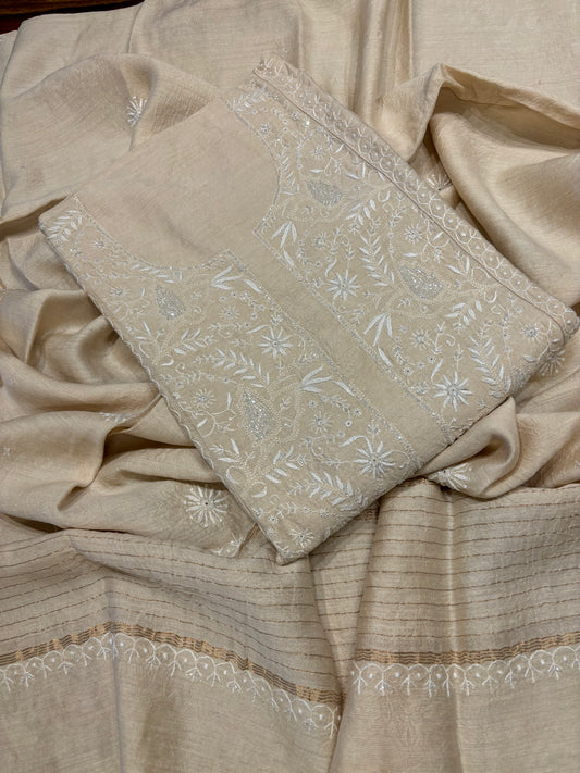 Dyeable Silk Chikankari Kurta and dupatta