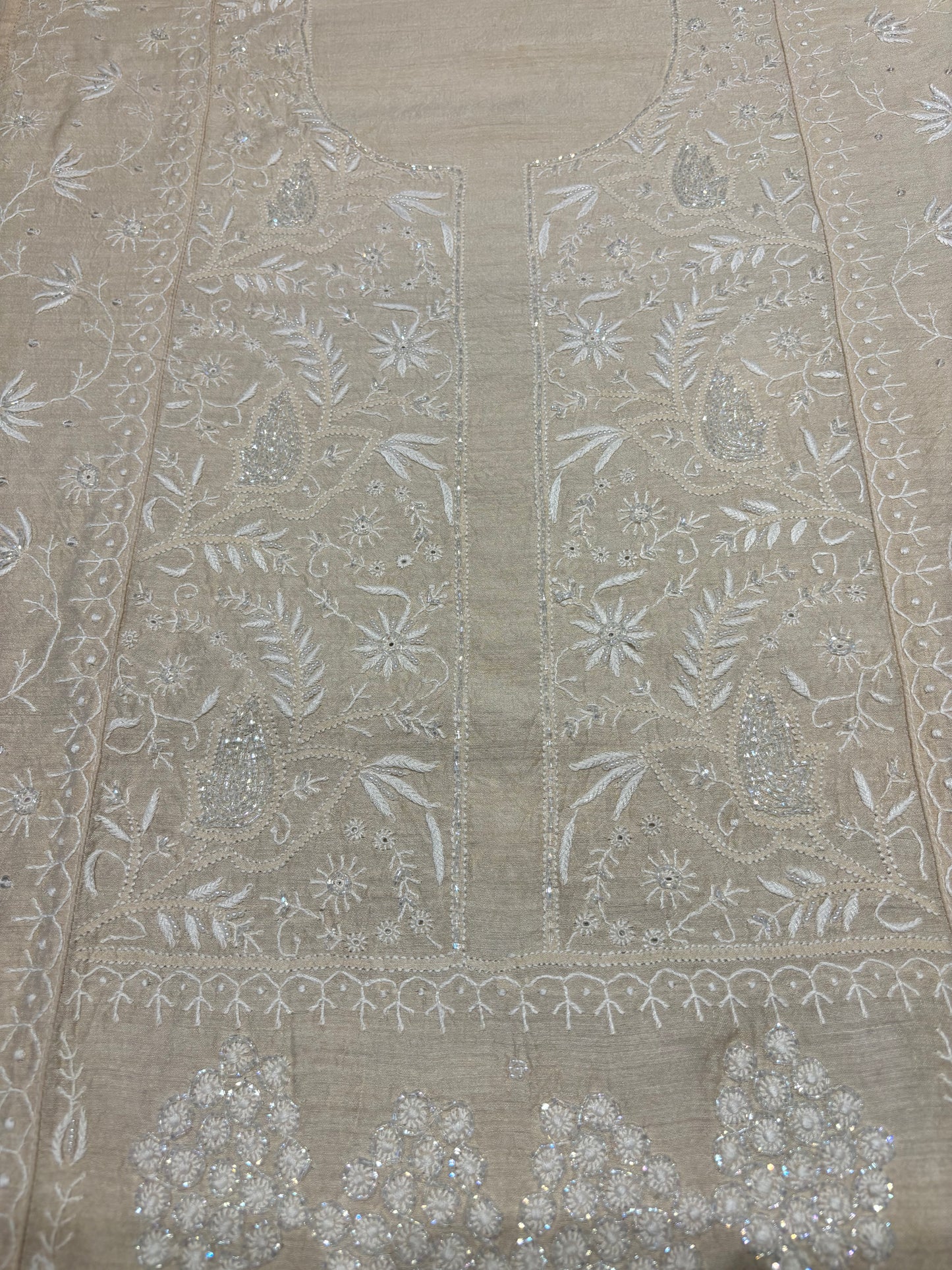 Dyeable Silk Chikankari Kurta and dupatta