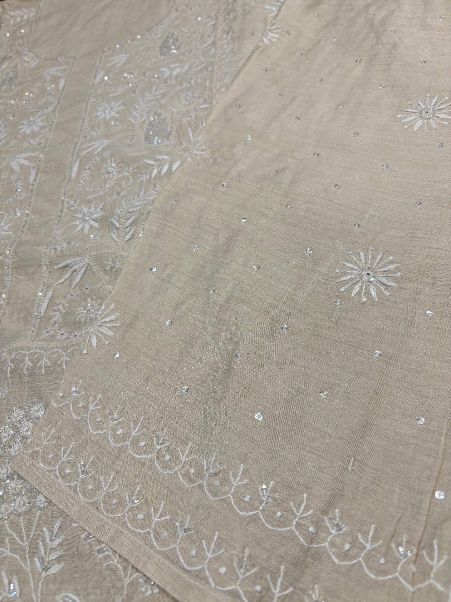 Dyeable Silk Chikankari Kurta and dupatta