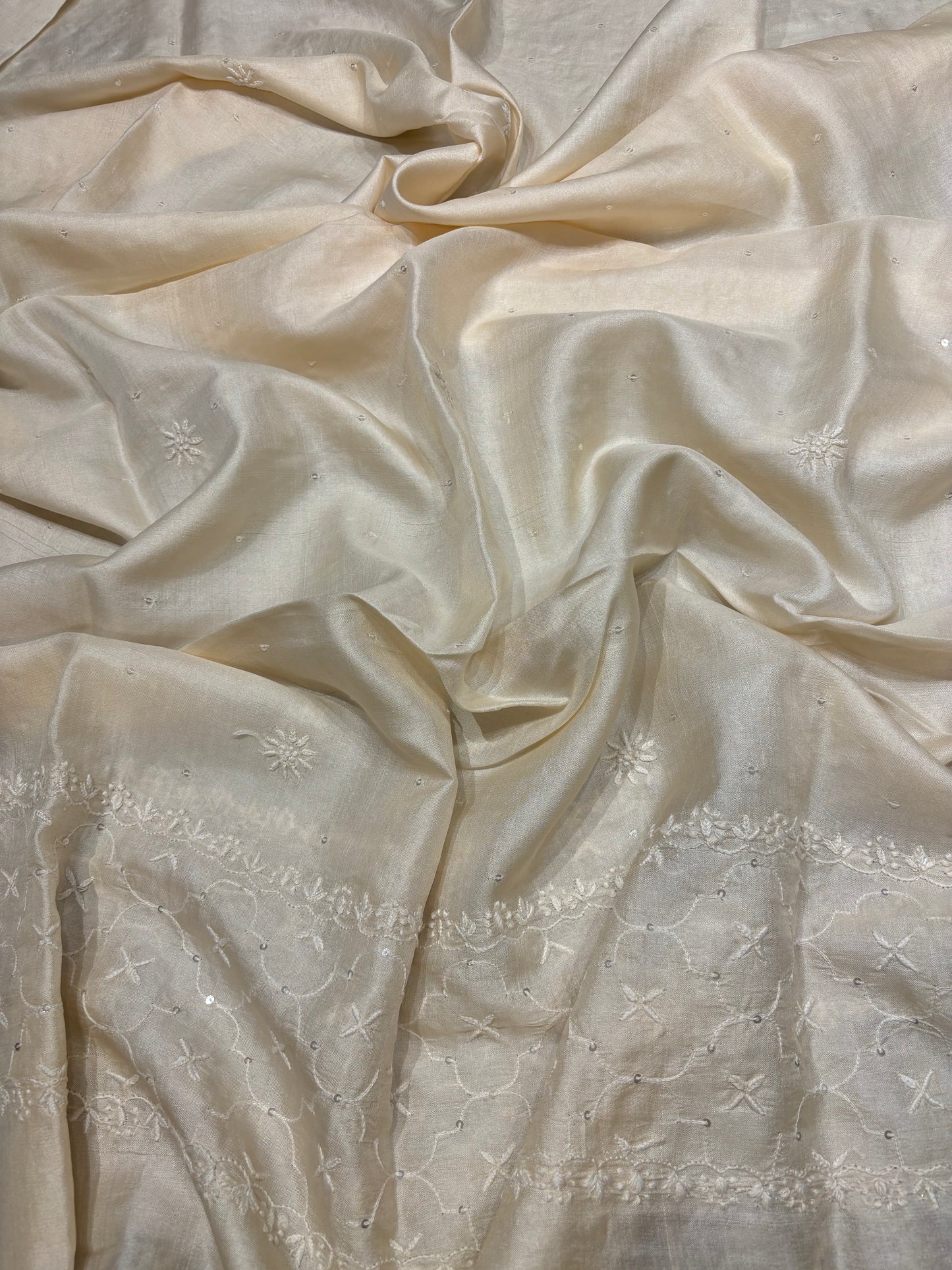 Dyeable Silk Chikankari Kurta and dupatta