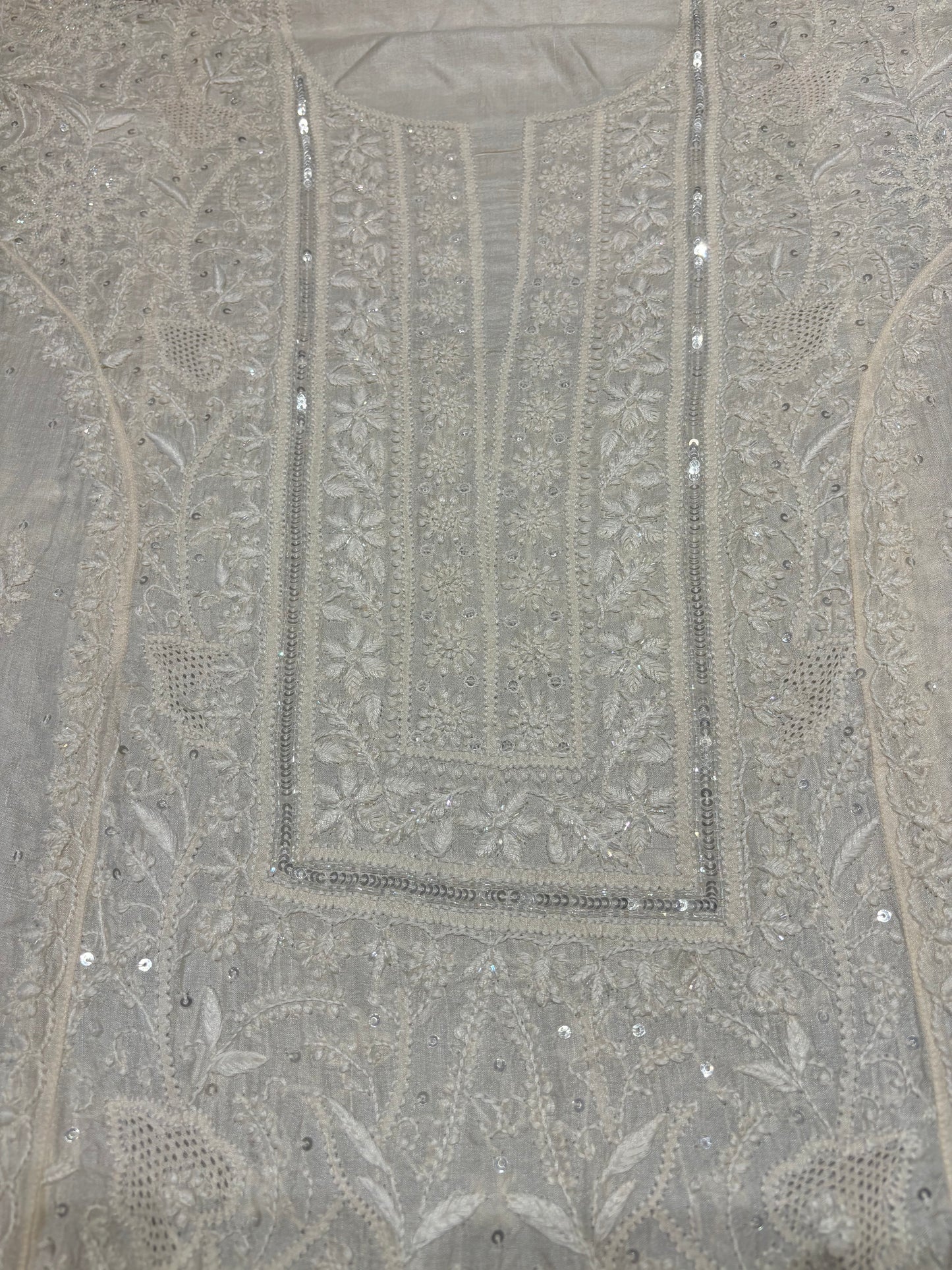 Dyeable Silk Chikankari Kurta and dupatta