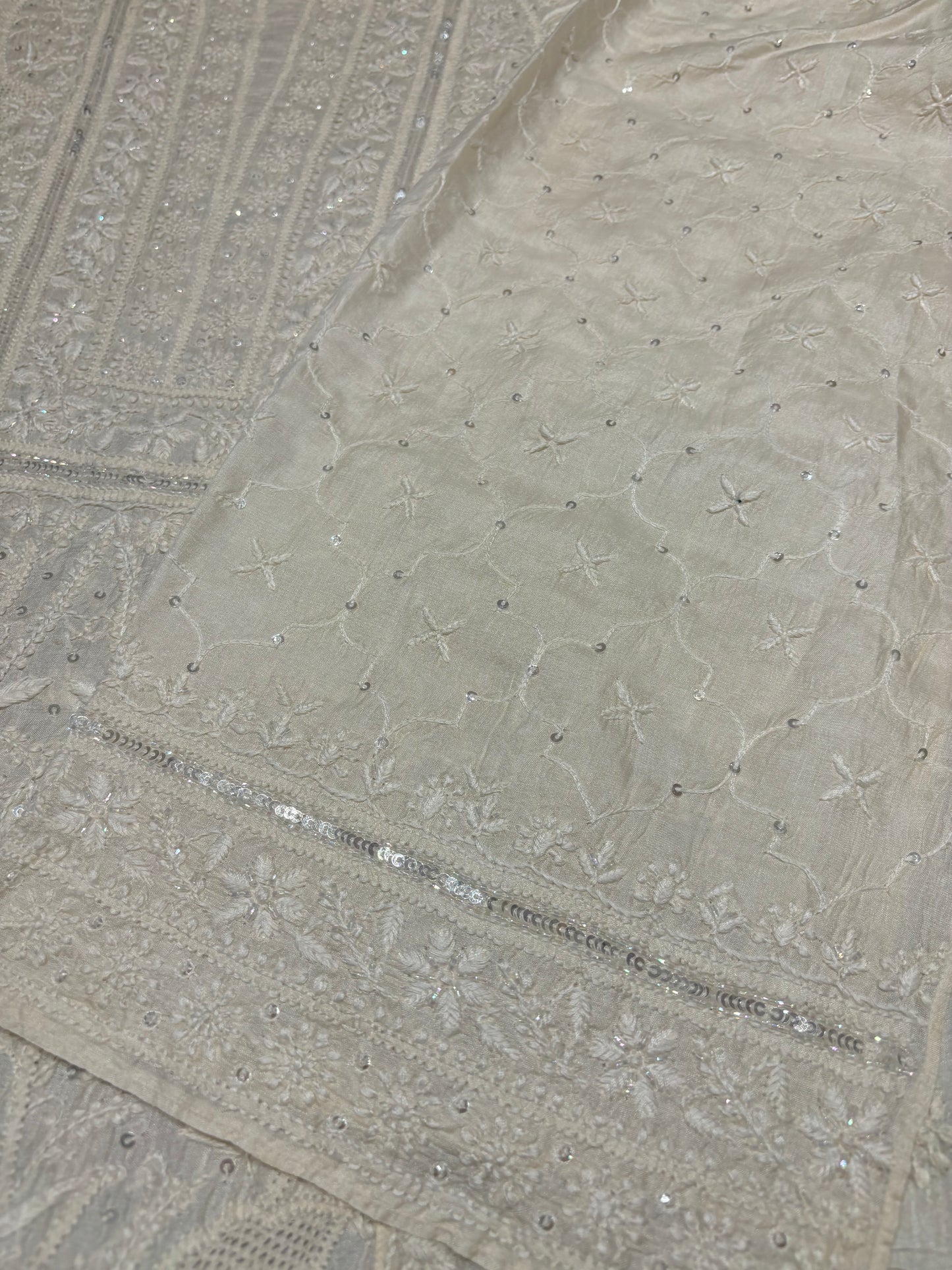 Dyeable Silk Chikankari Kurta and dupatta