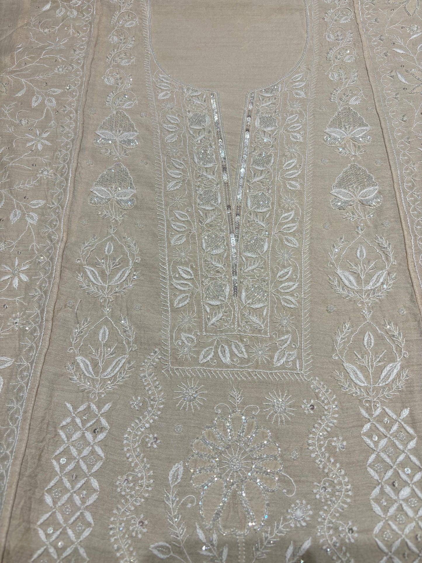 Dyeable Silk Chikankari Kurta and dupatta
