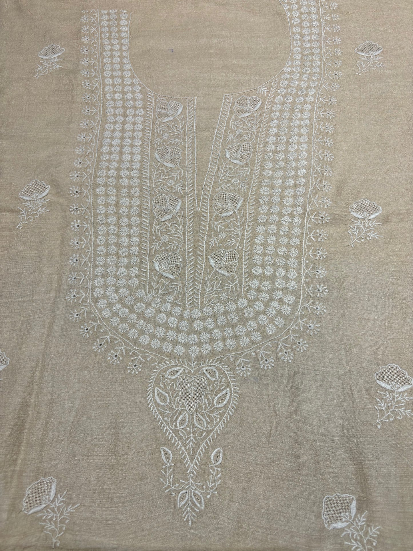 Dyeable Silk Chikankari Kurta and dupatta Fabric