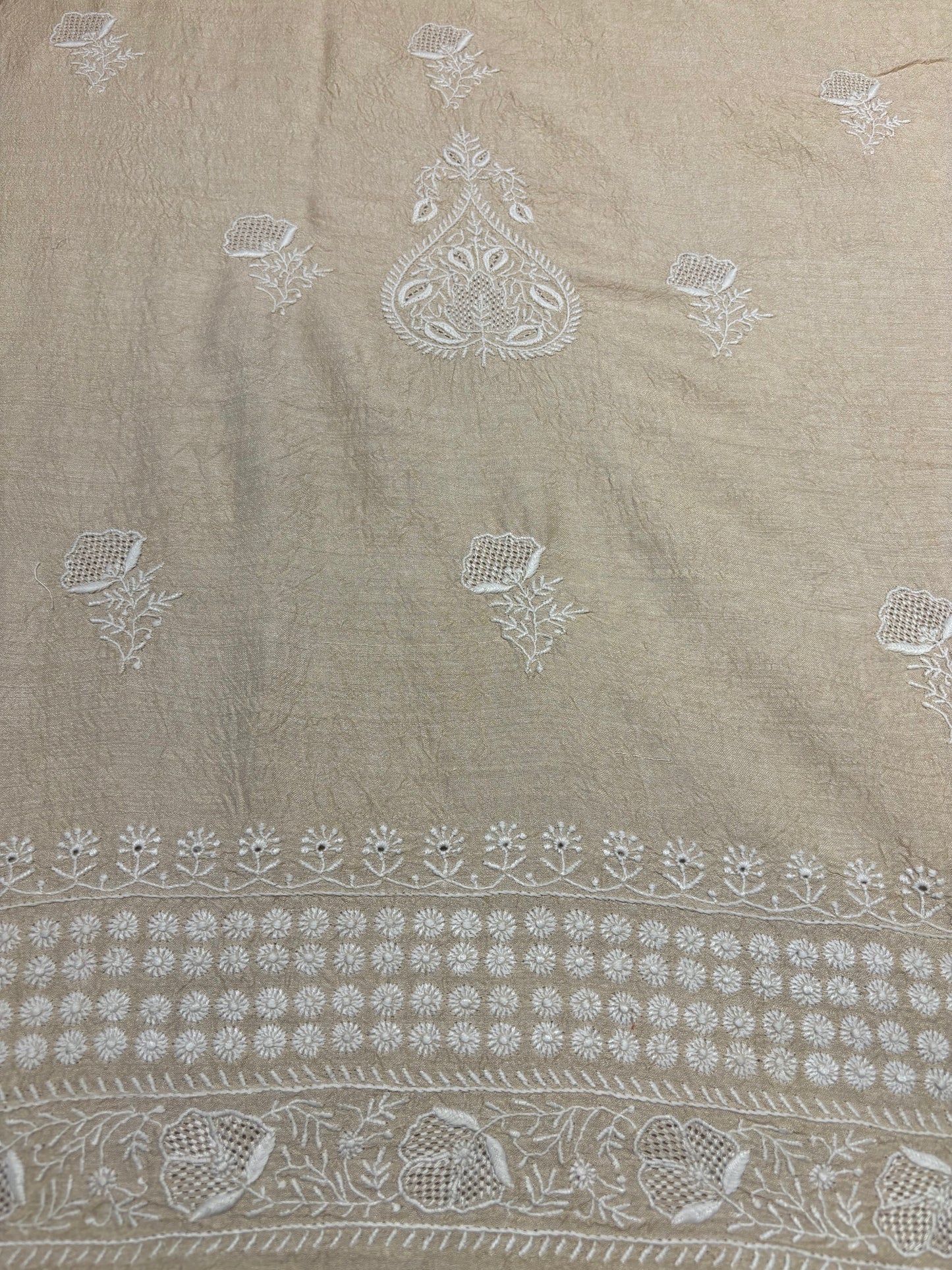 Dyeable Silk Chikankari Kurta and dupatta Fabric