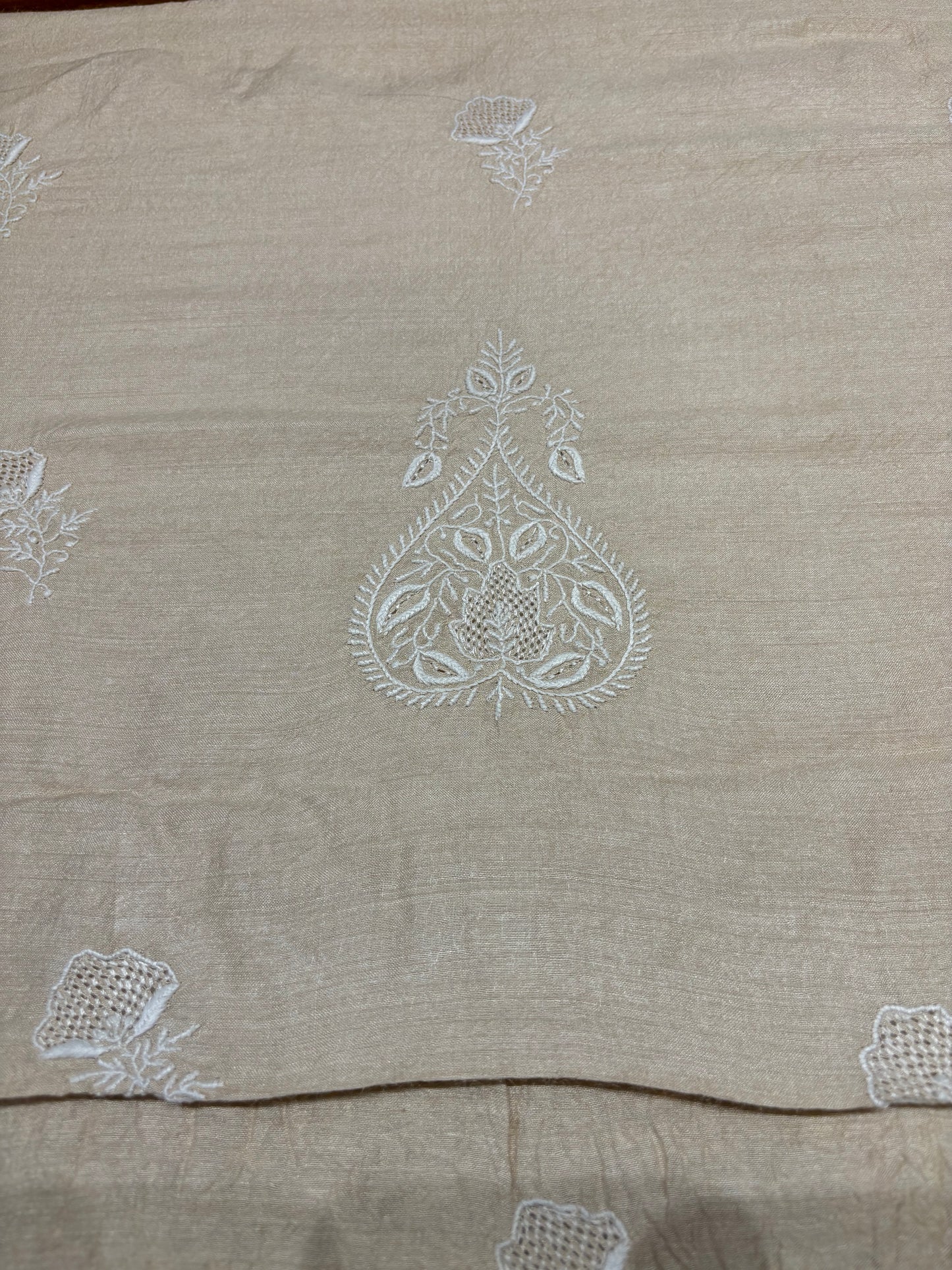Dyeable Silk Chikankari Kurta and dupatta Fabric