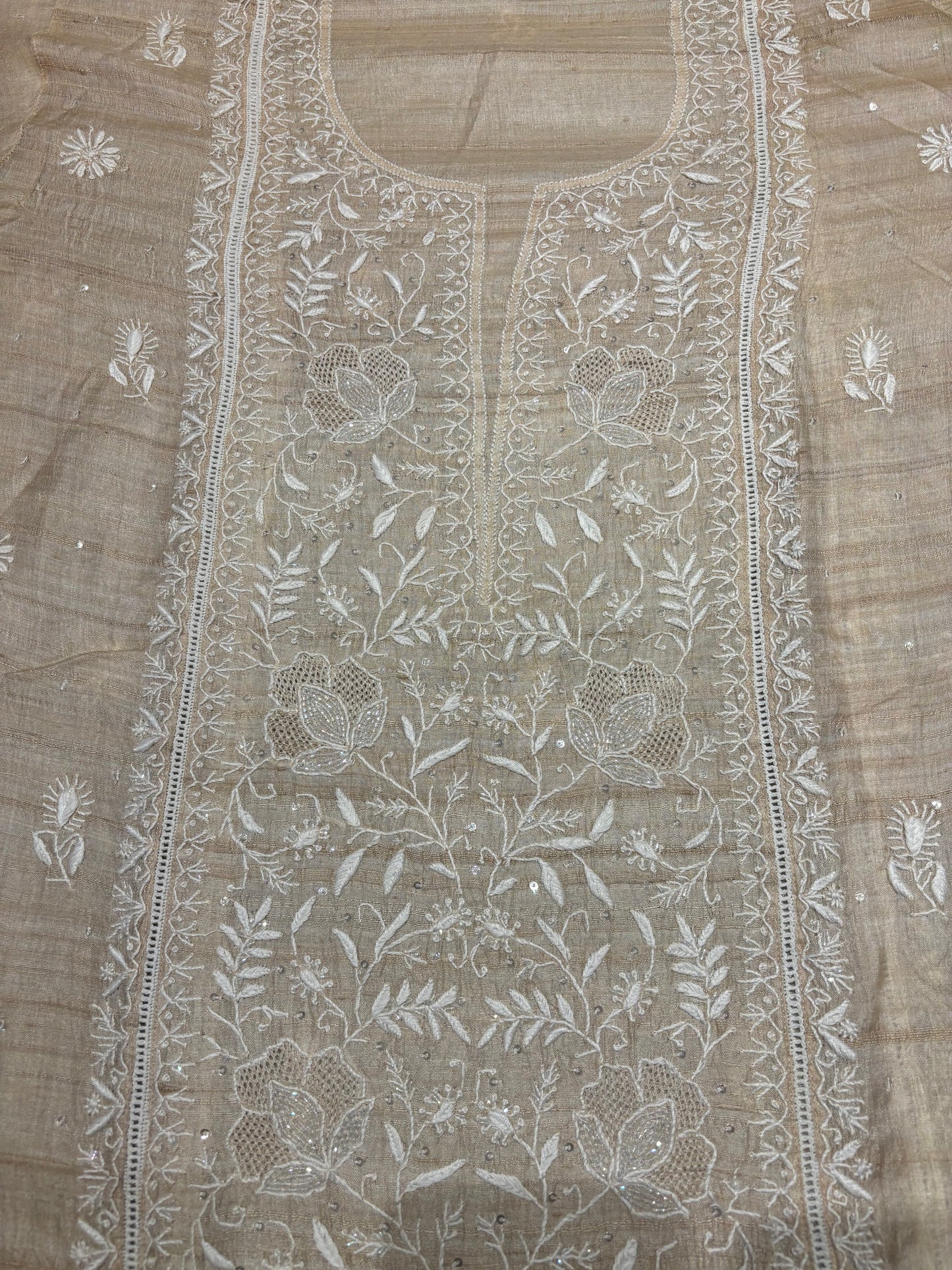 Dyeable Silk Chikankari Kurta and dupatta