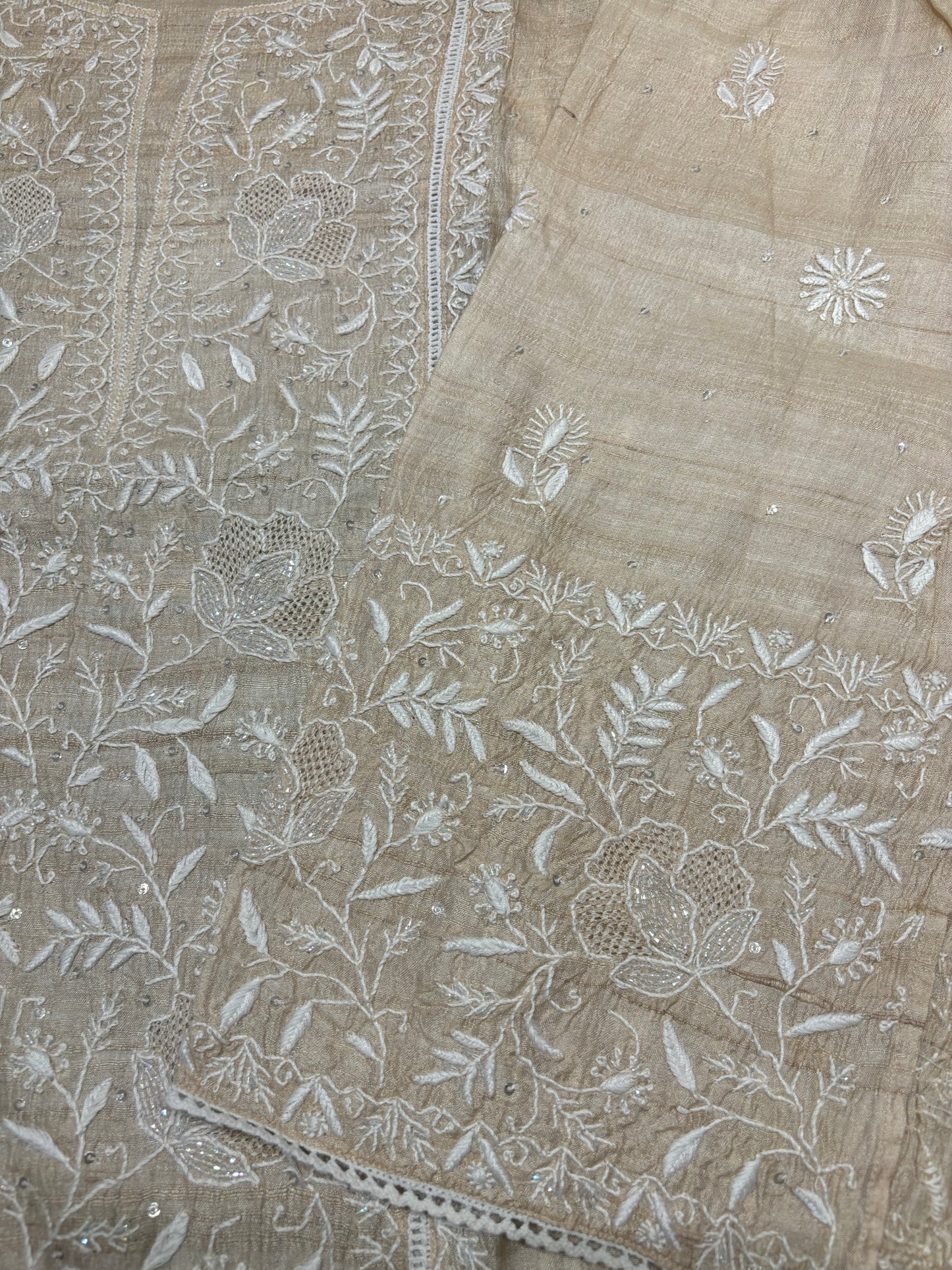 Dyeable Silk Chikankari Kurta and dupatta