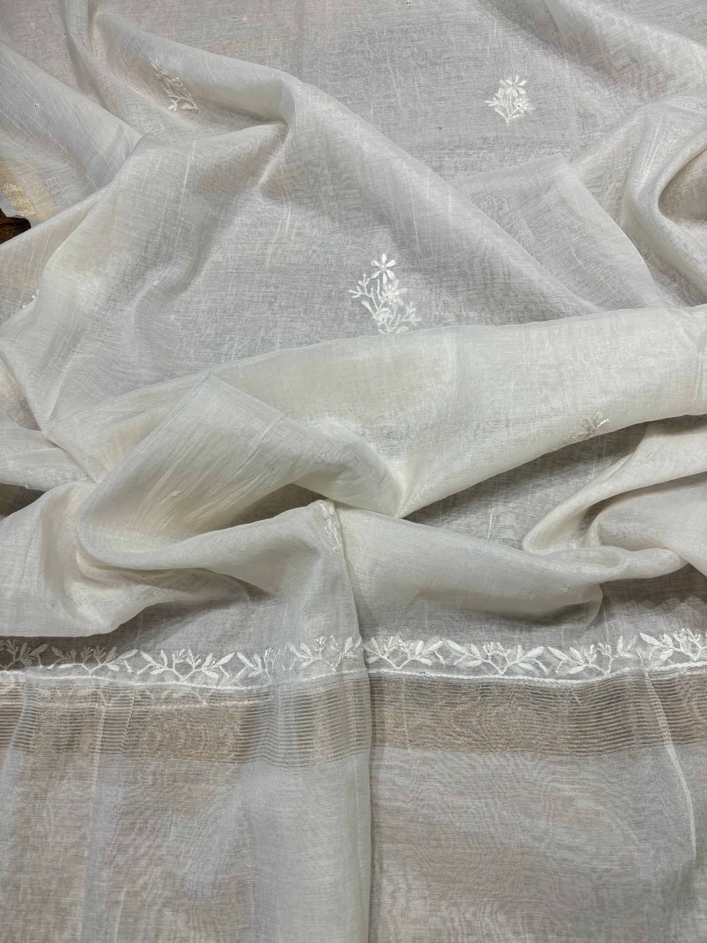 Dyeable Chanderi Mul Chikankari Kurta and dupatta