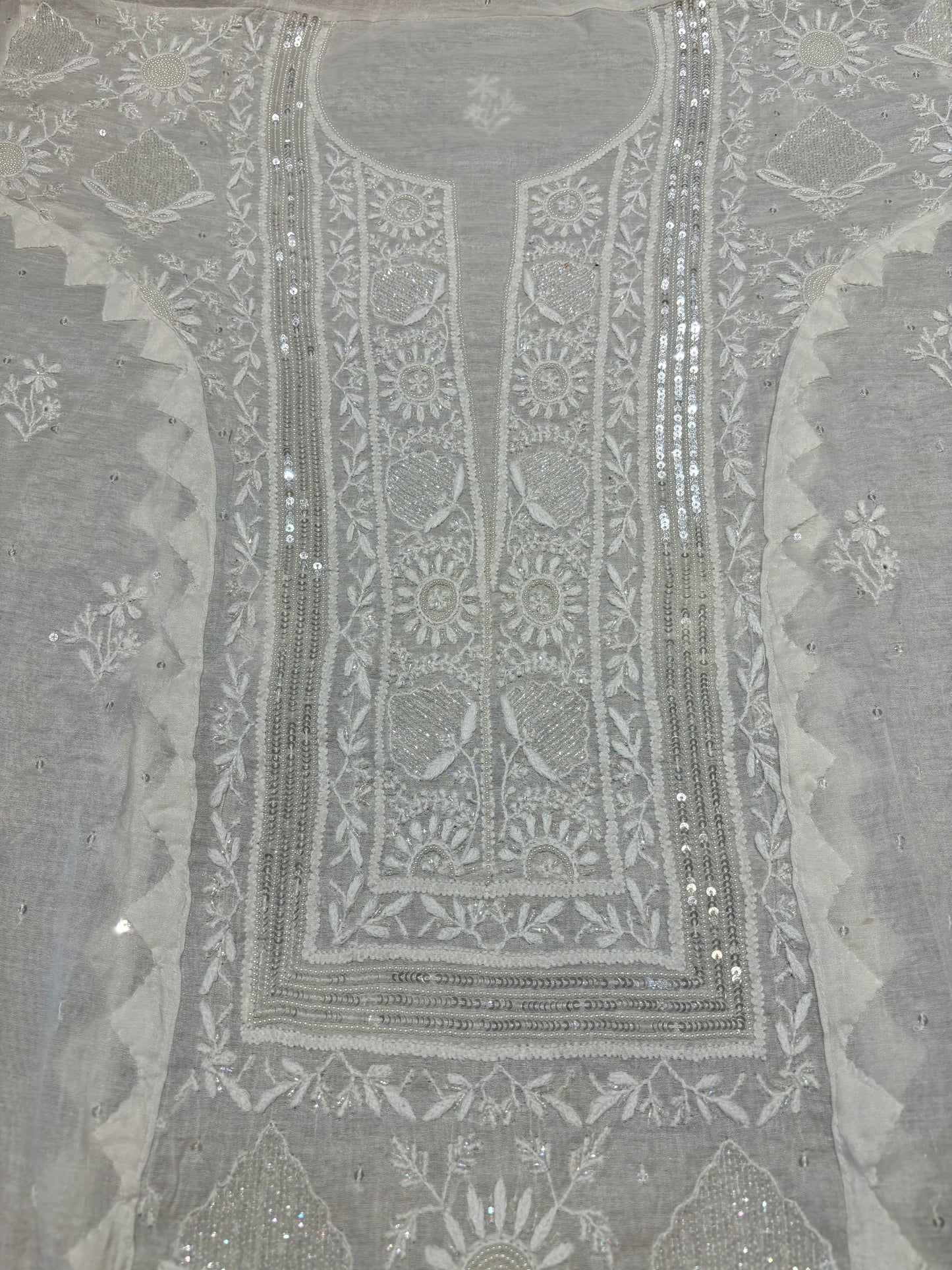 Dyeable Chanderi Mul Chikankari Kurta and dupatta