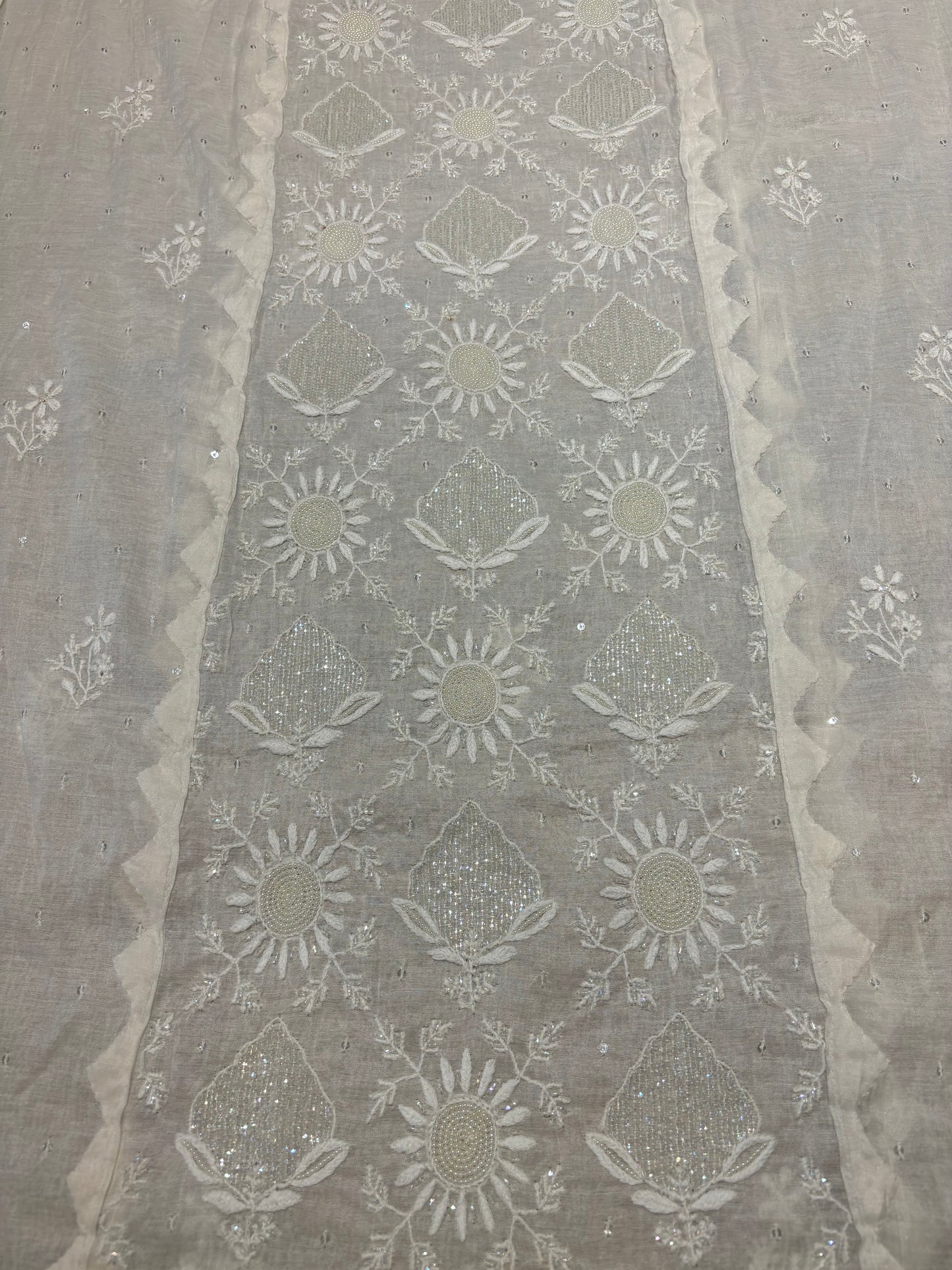 Dyeable Chanderi Mul Chikankari Kurta and dupatta