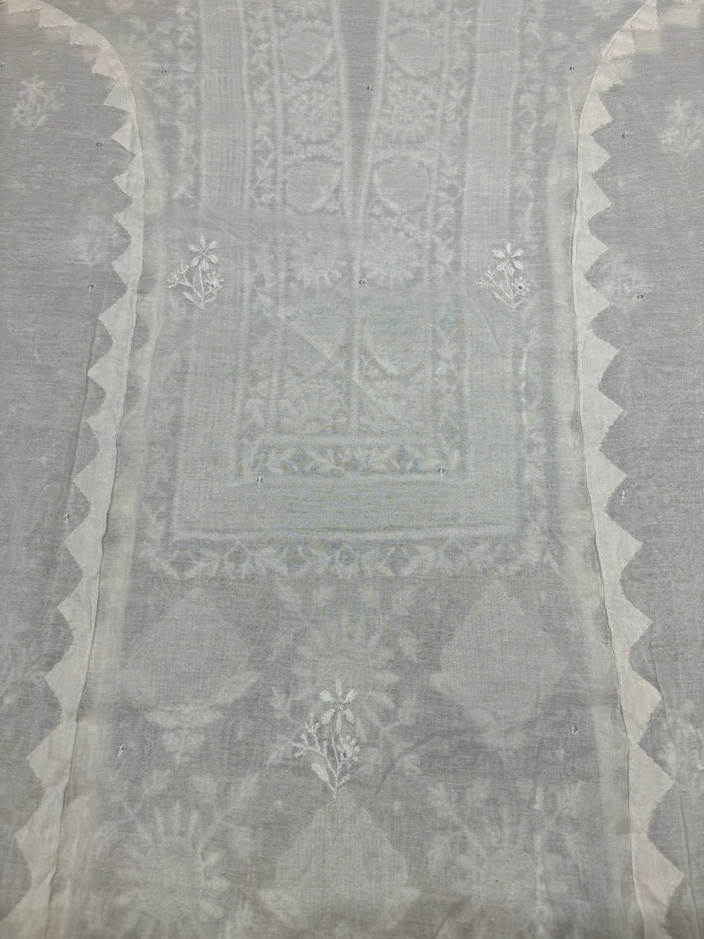 Dyeable Chanderi Mul Chikankari Kurta and dupatta