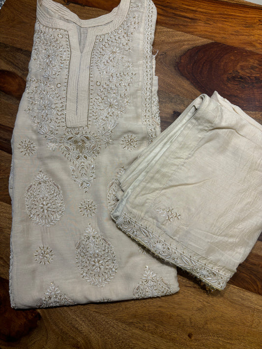 Dyeable Monga silk suit set