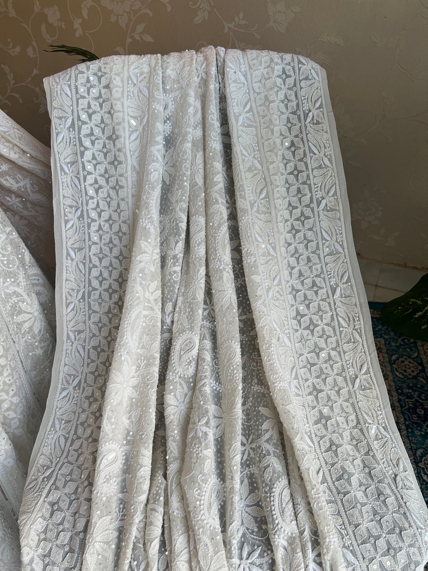 Dyeable Pure Georgette Chikankari Lehenga