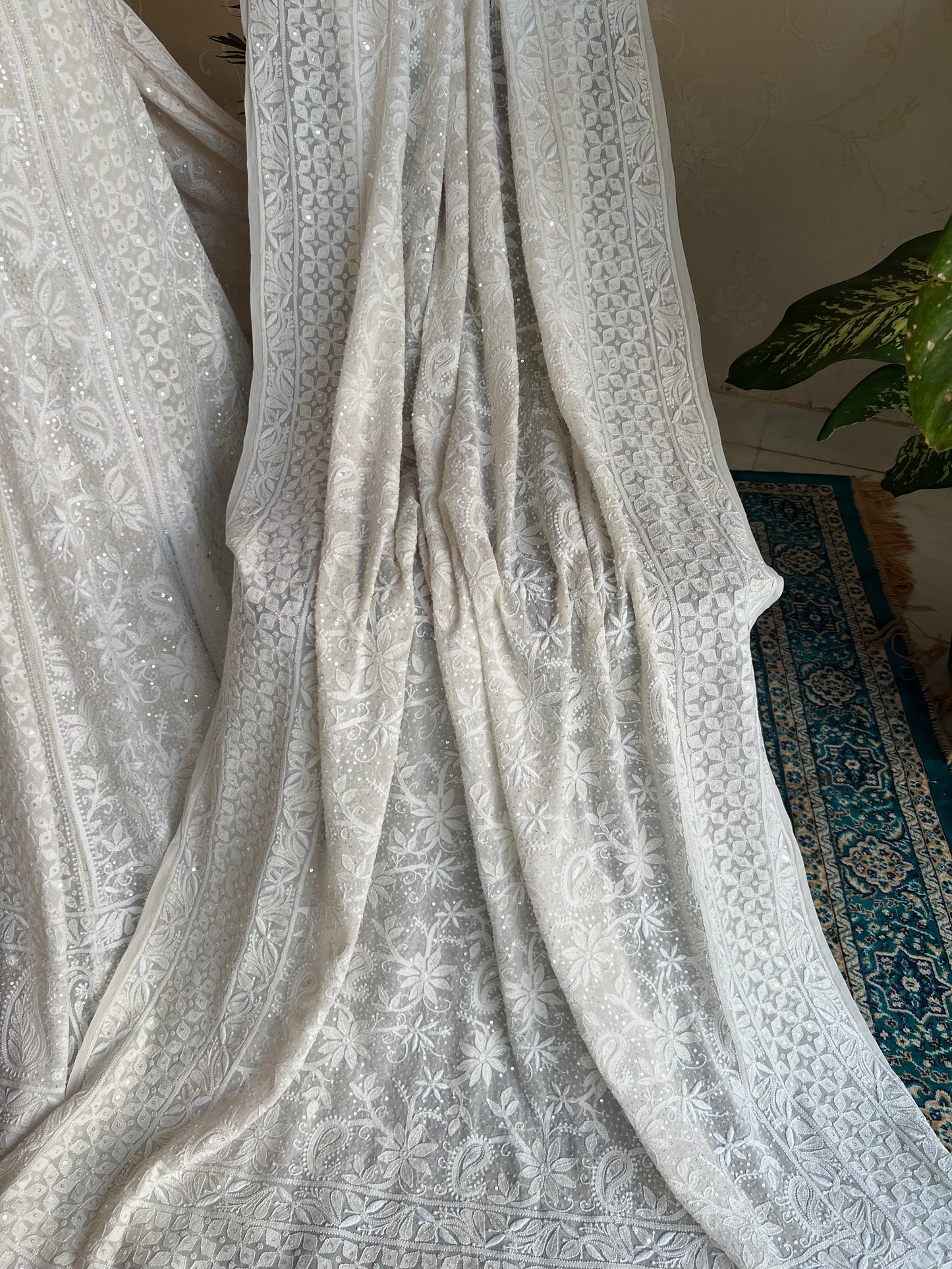 Dyeable Pure Georgette Chikankari Lehenga