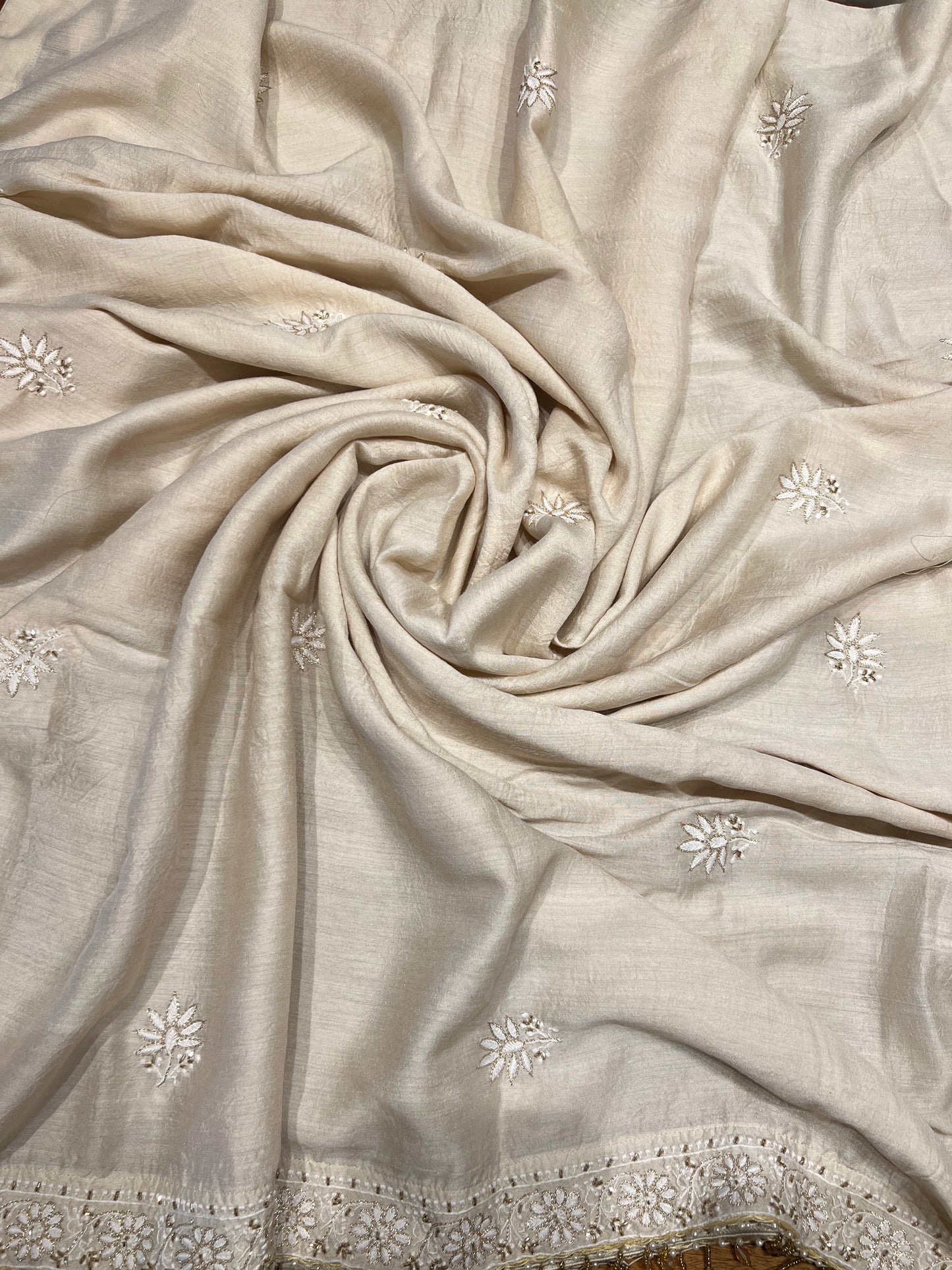 Dyeable Natural Silk Chikankari Kurta and Dupatta