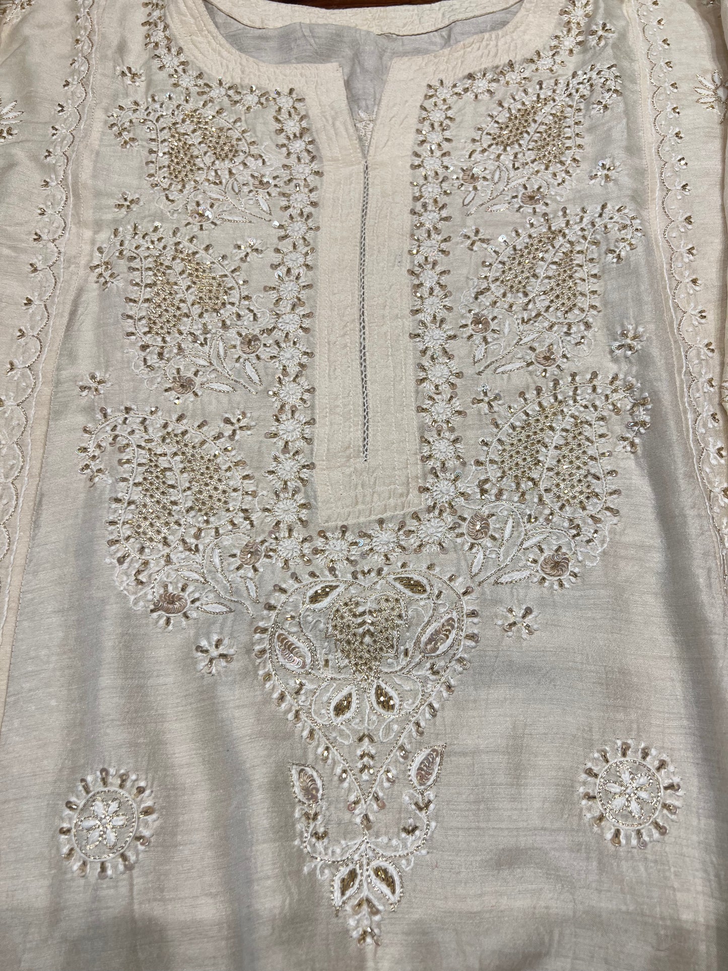 Dyeable Natural Silk Chikankari Kurta and Dupatta