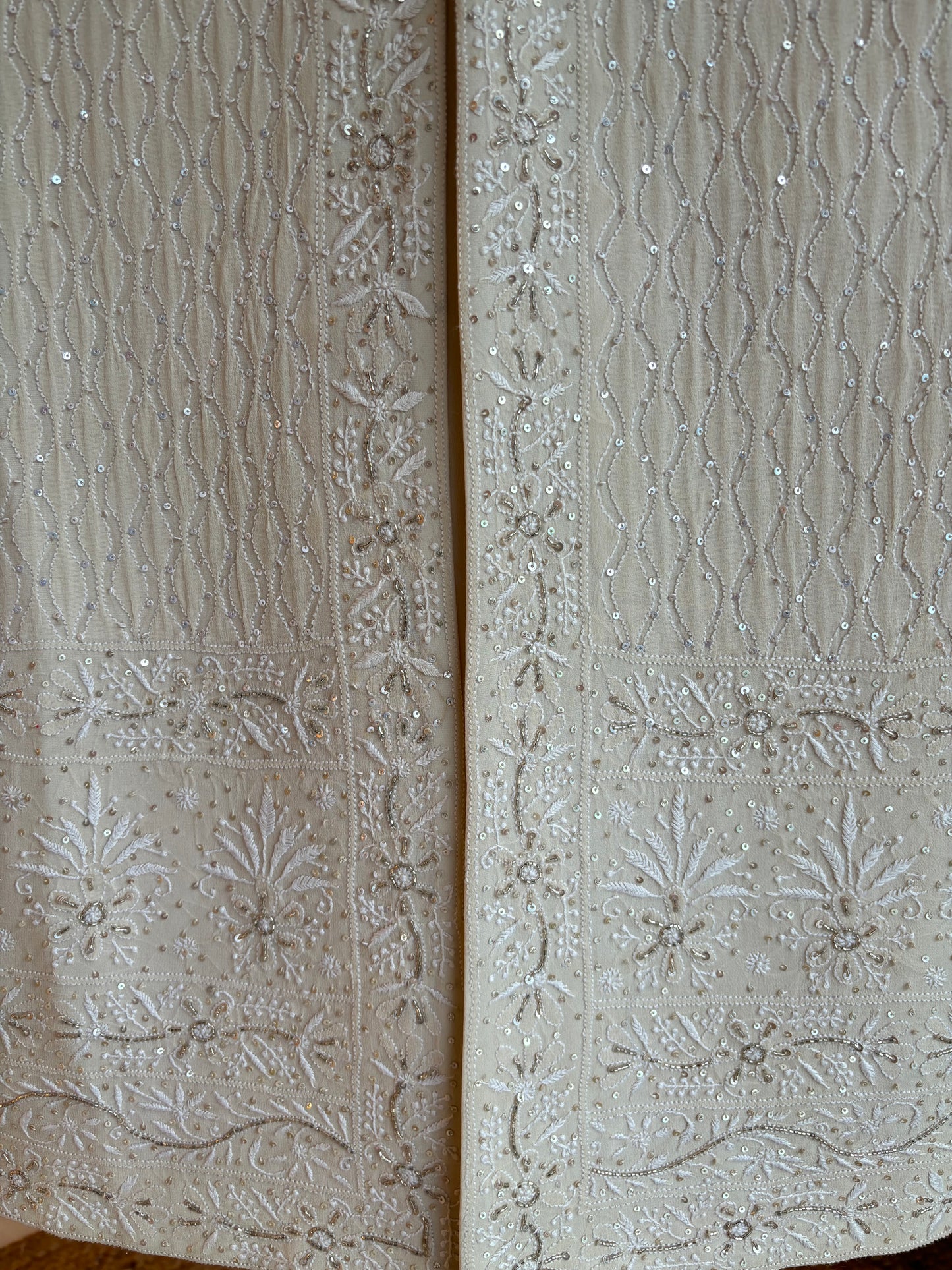 Bavarian Cream Pure Georgette Chikankari Men's Sherwani