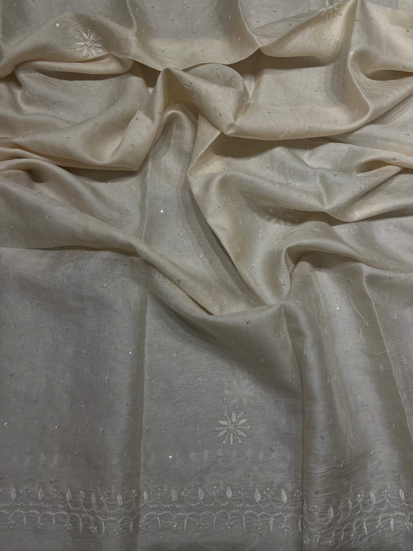 Dyeable Natural Silk Chikankari Kurta and Dupatta