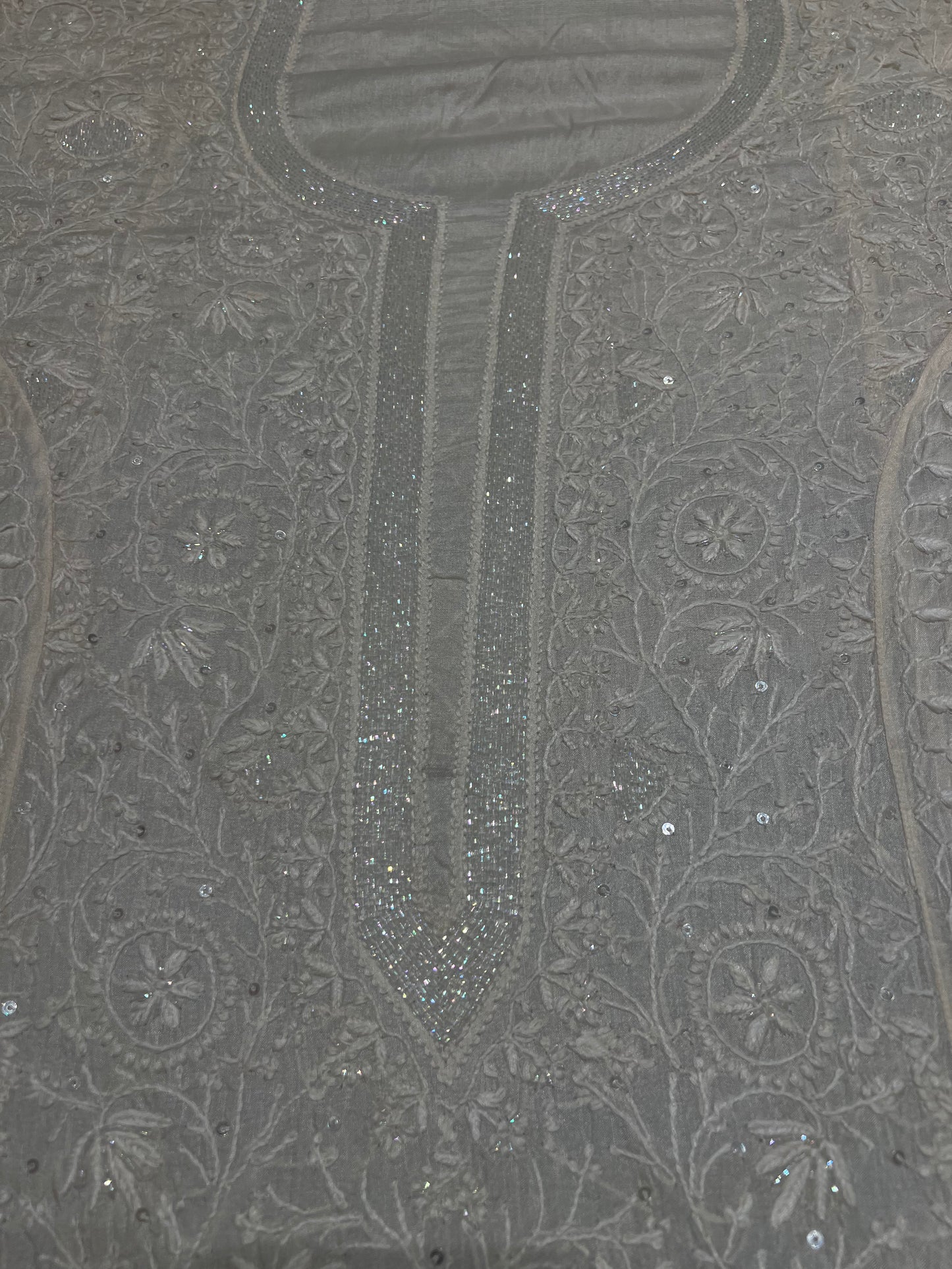 Dyeable Natural Silk Chikankari Kurta and Dupatta