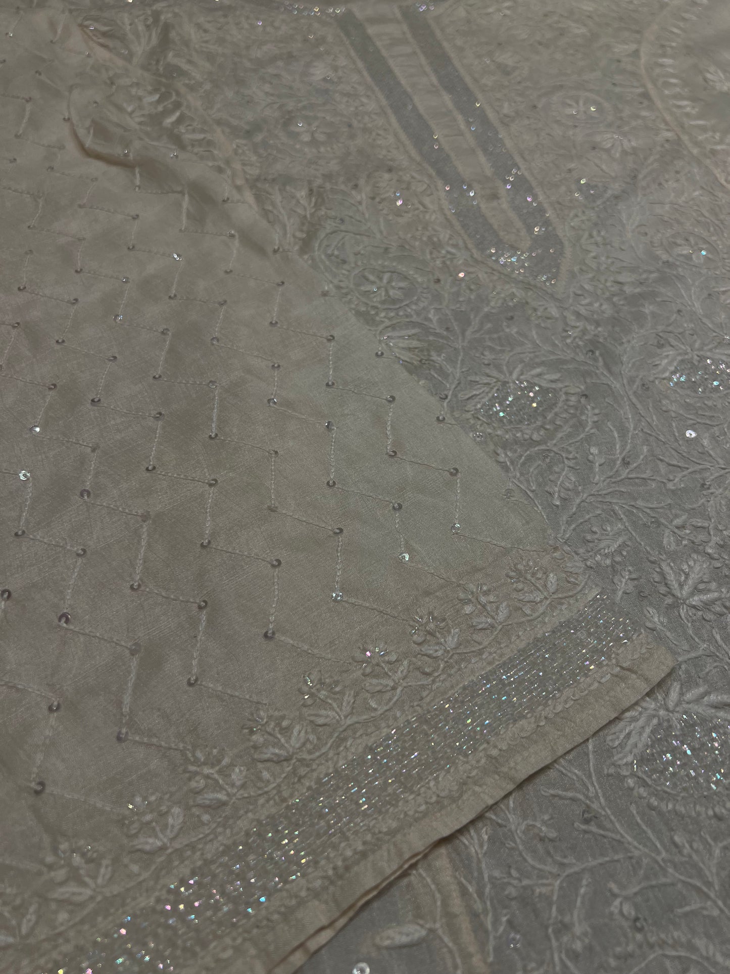 Dyeable Natural Silk Chikankari Kurta and Dupatta