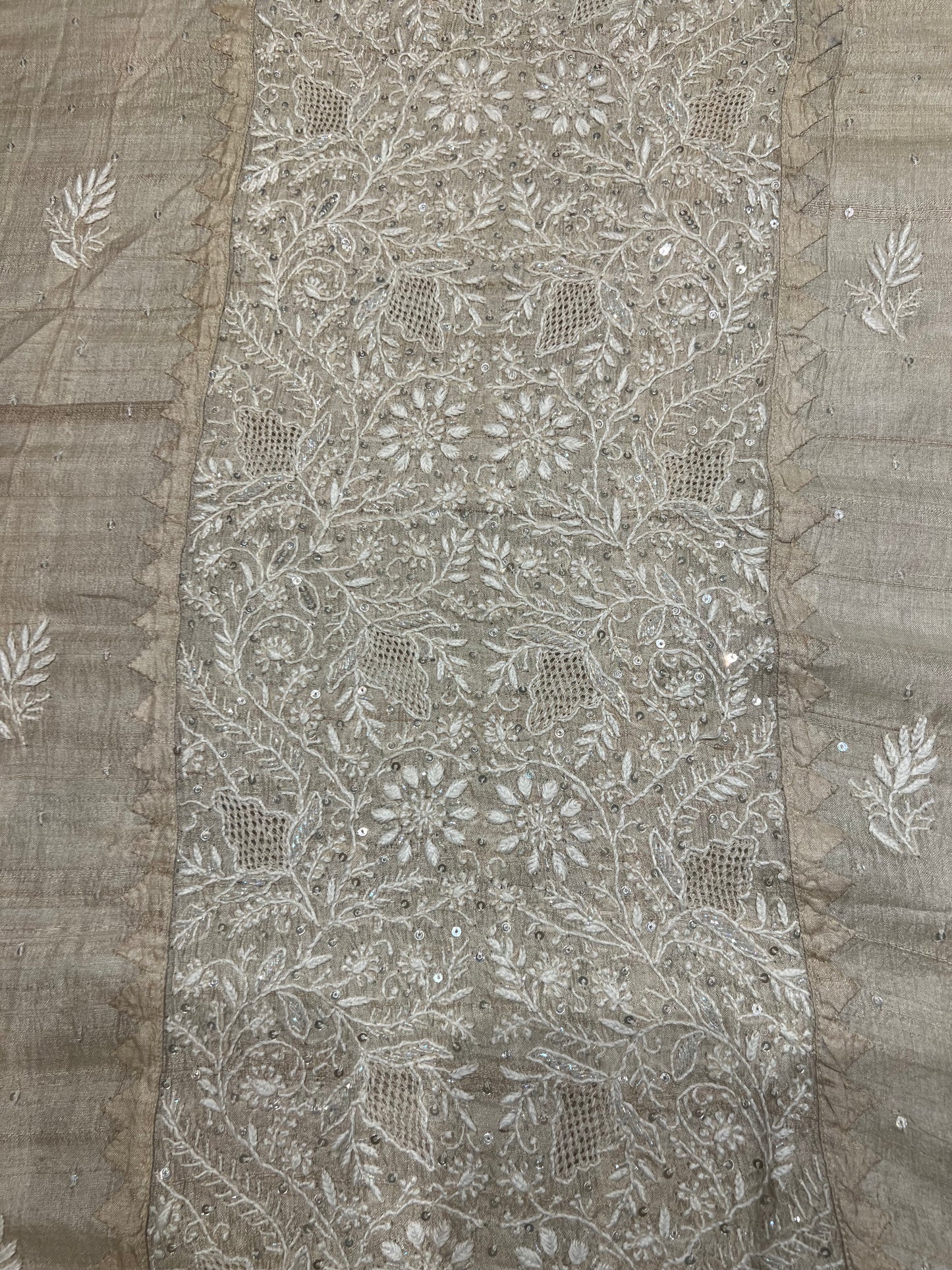 Dyeable Natural Silk Chikankari Kurta and Dupatta
