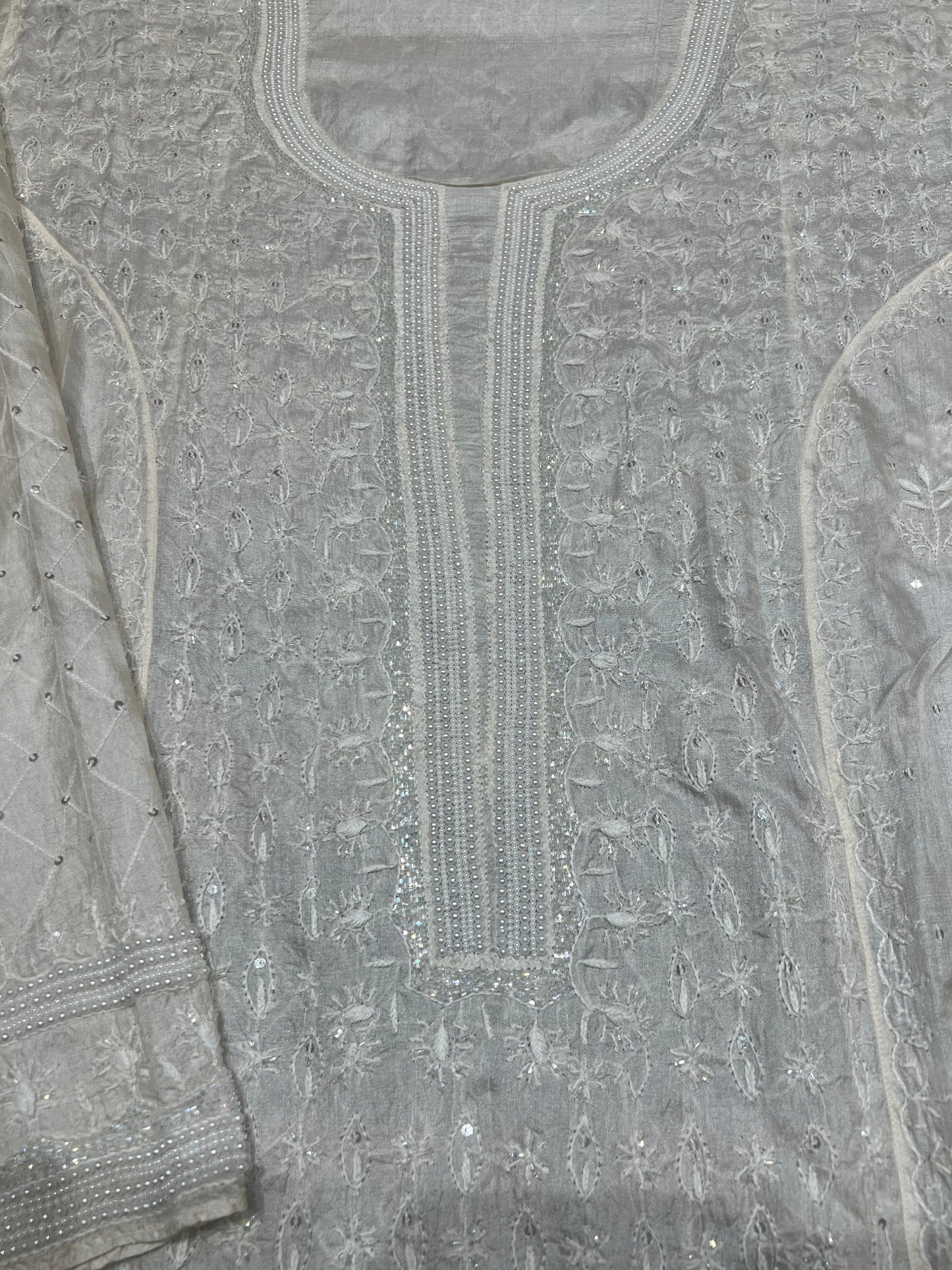 Dyeable Natural Silk Chikankari Kurta and Dupatta