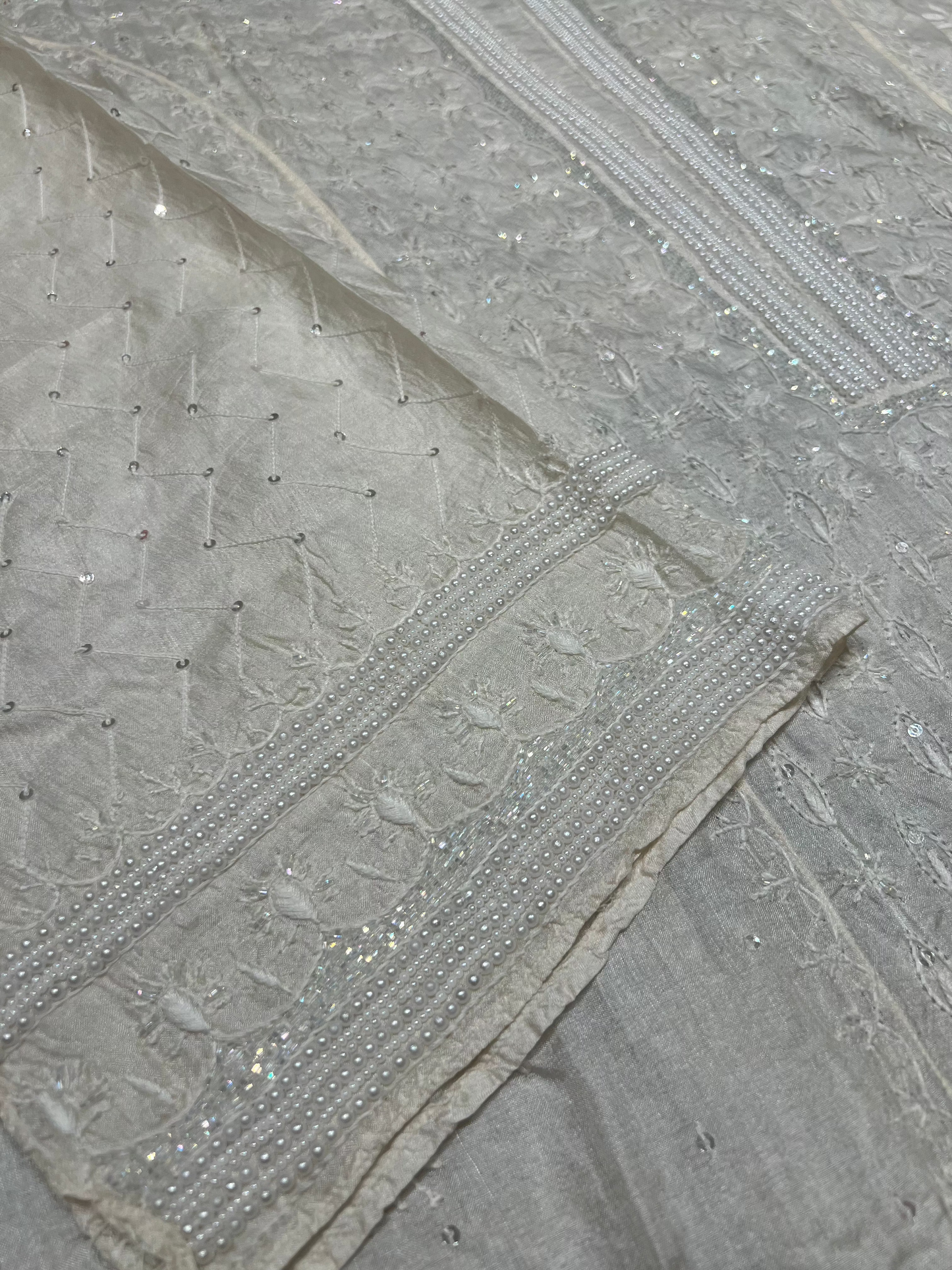 Dyeable Natural Silk Chikankari Kurta and Dupatta