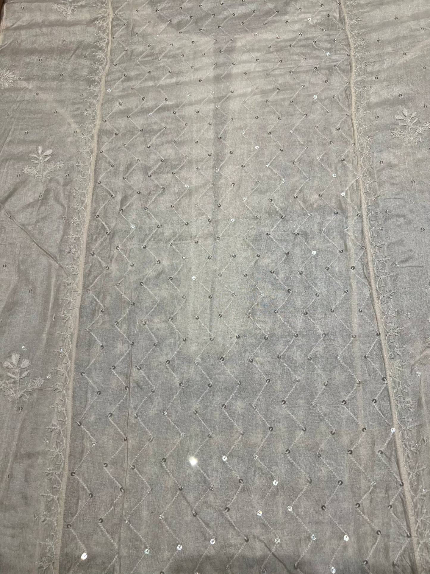Dyeable Natural Silk Chikankari Kurta and Dupatta