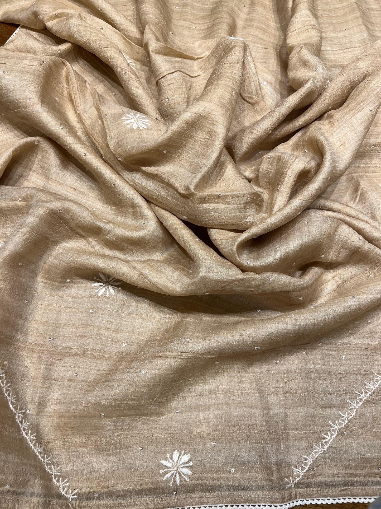 Dyeable Natural Silk Chikankari Kurta and Dupatta