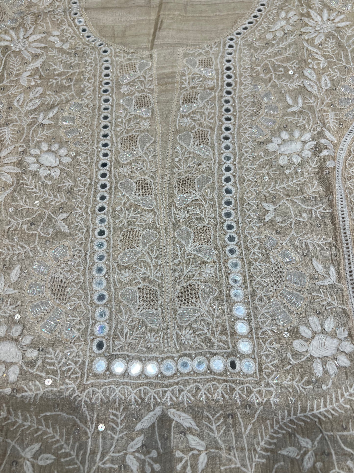 Dyeable Natural Silk Chikankari Kurta and Dupatta