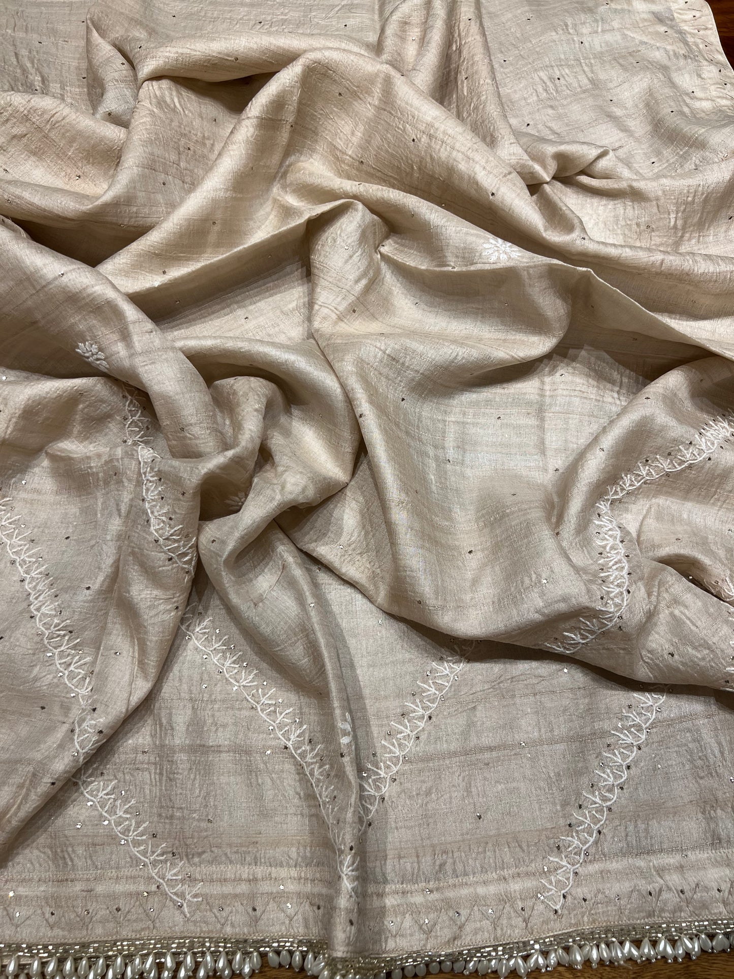 Dyeable Natural Silk Chikankari Kurta and Dupatta