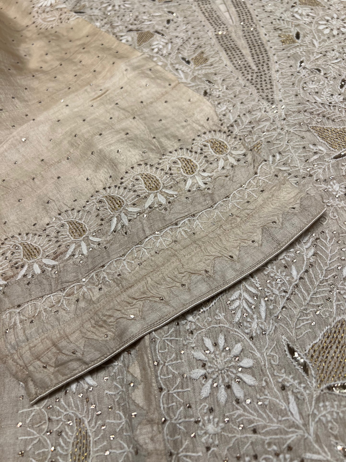 Dyeable Natural Silk Chikankari Kurta and Dupatta