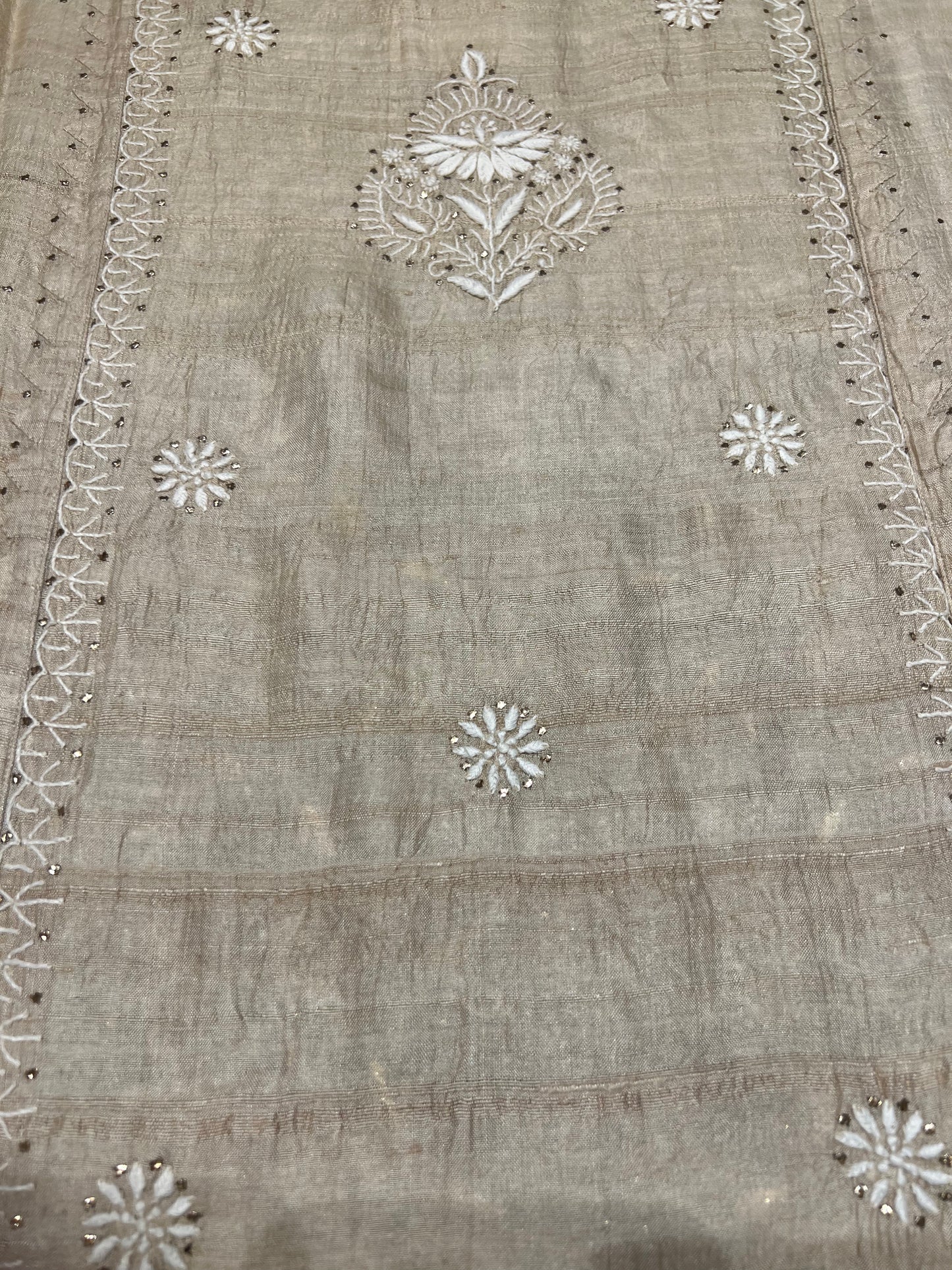 Dyeable Natural Silk Chikankari Kurta and Dupatta