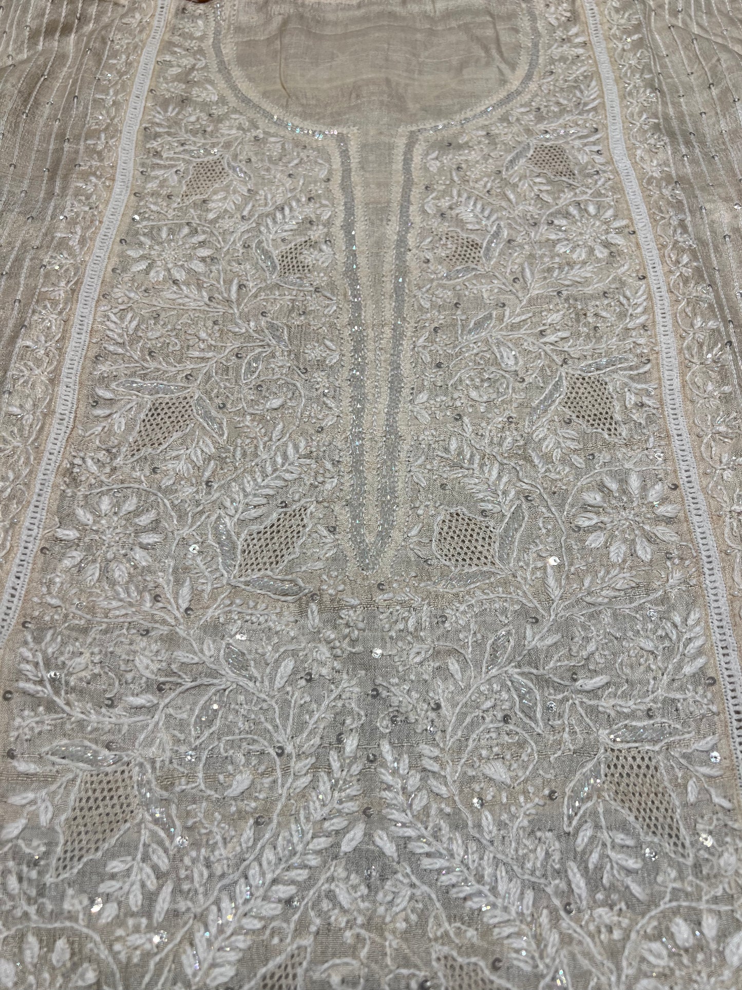 Dyeable Natural Silk Chikankari Kurta and Dupatta