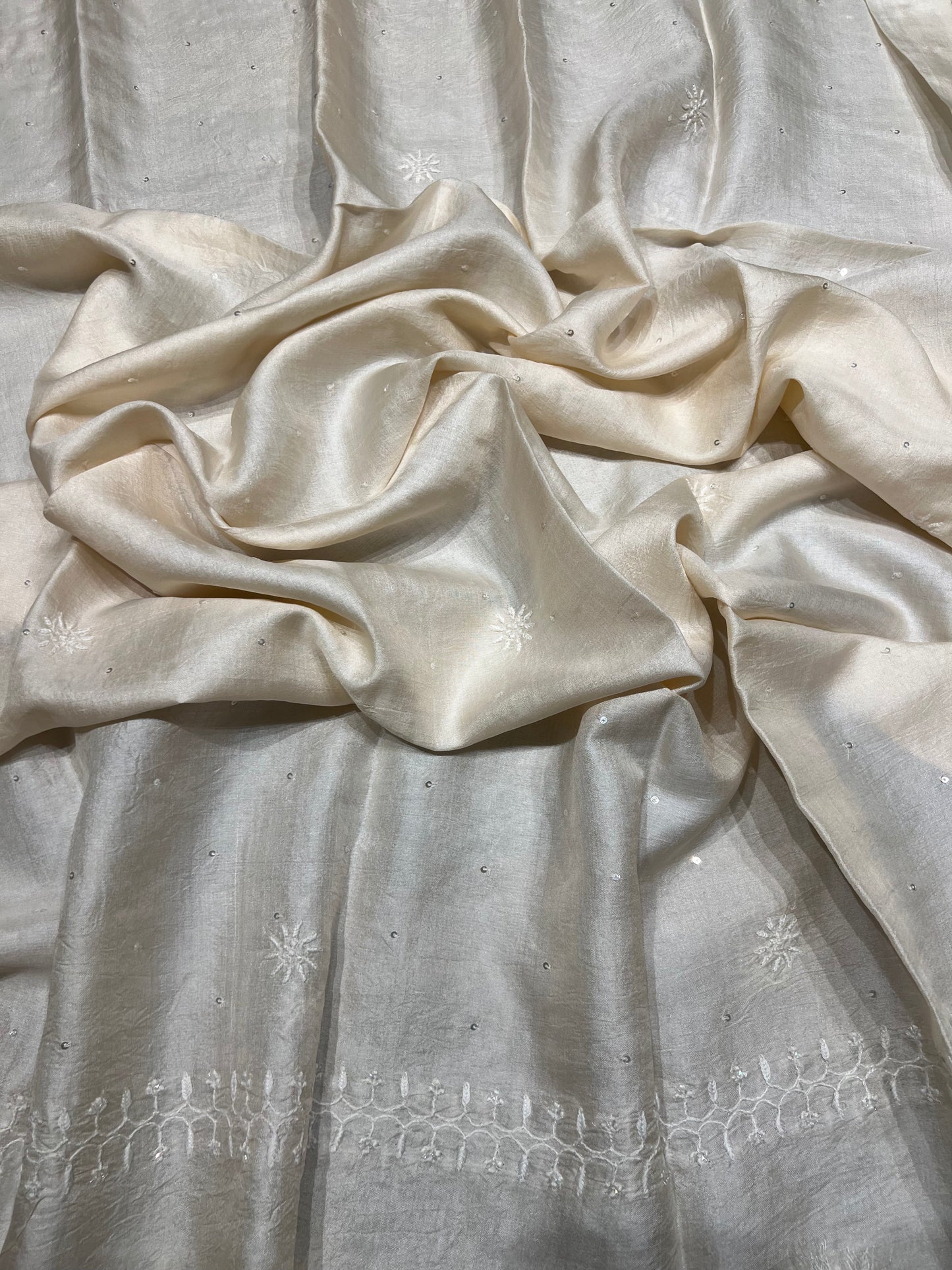 Dyeable Natural Silk Chikankari Kurta and Dupatta