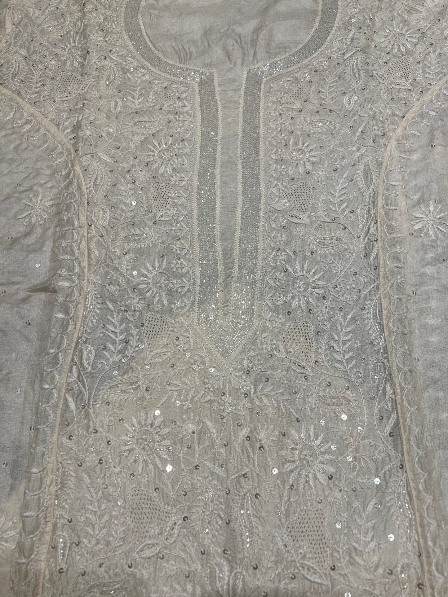 Dyeable Natural Silk Chikankari Kurta and Dupatta