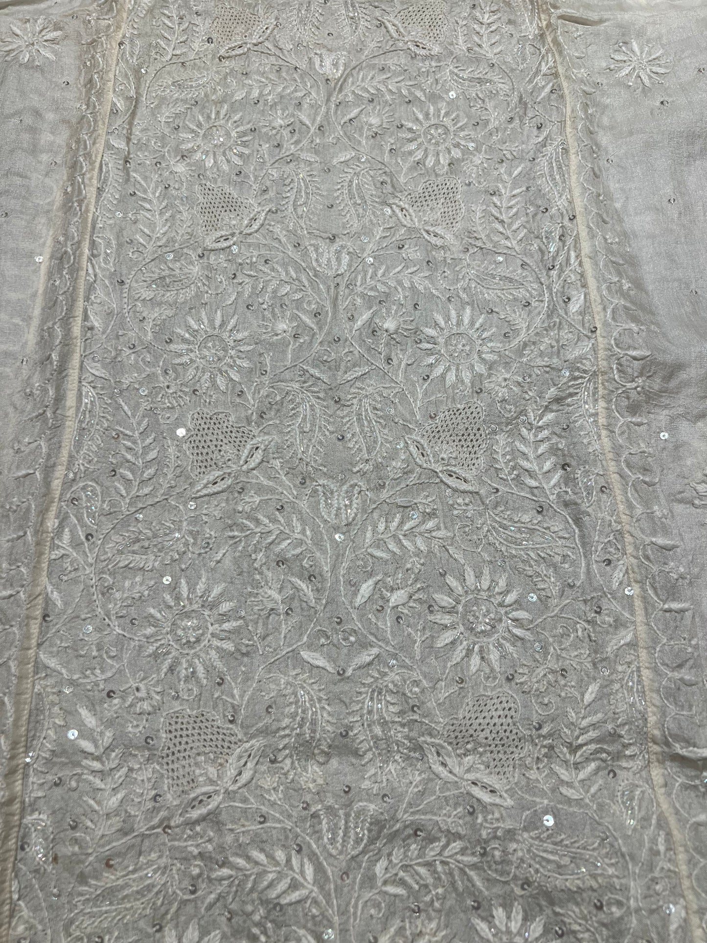 Dyeable Natural Silk Chikankari Kurta and Dupatta